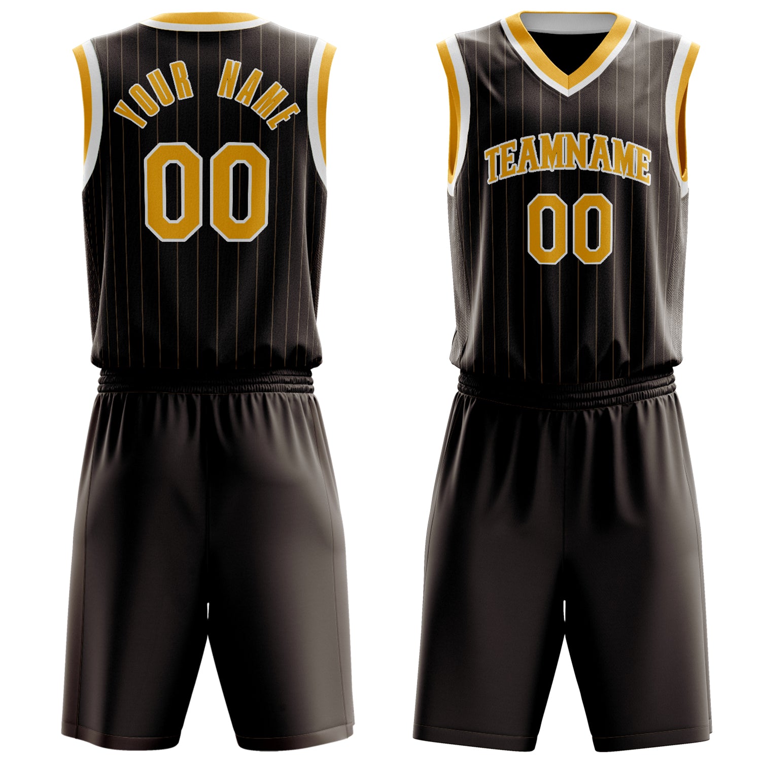 Maßgeschneidertes professionelles Braun Gold Basketballtrikot-Set BS03240701XF040