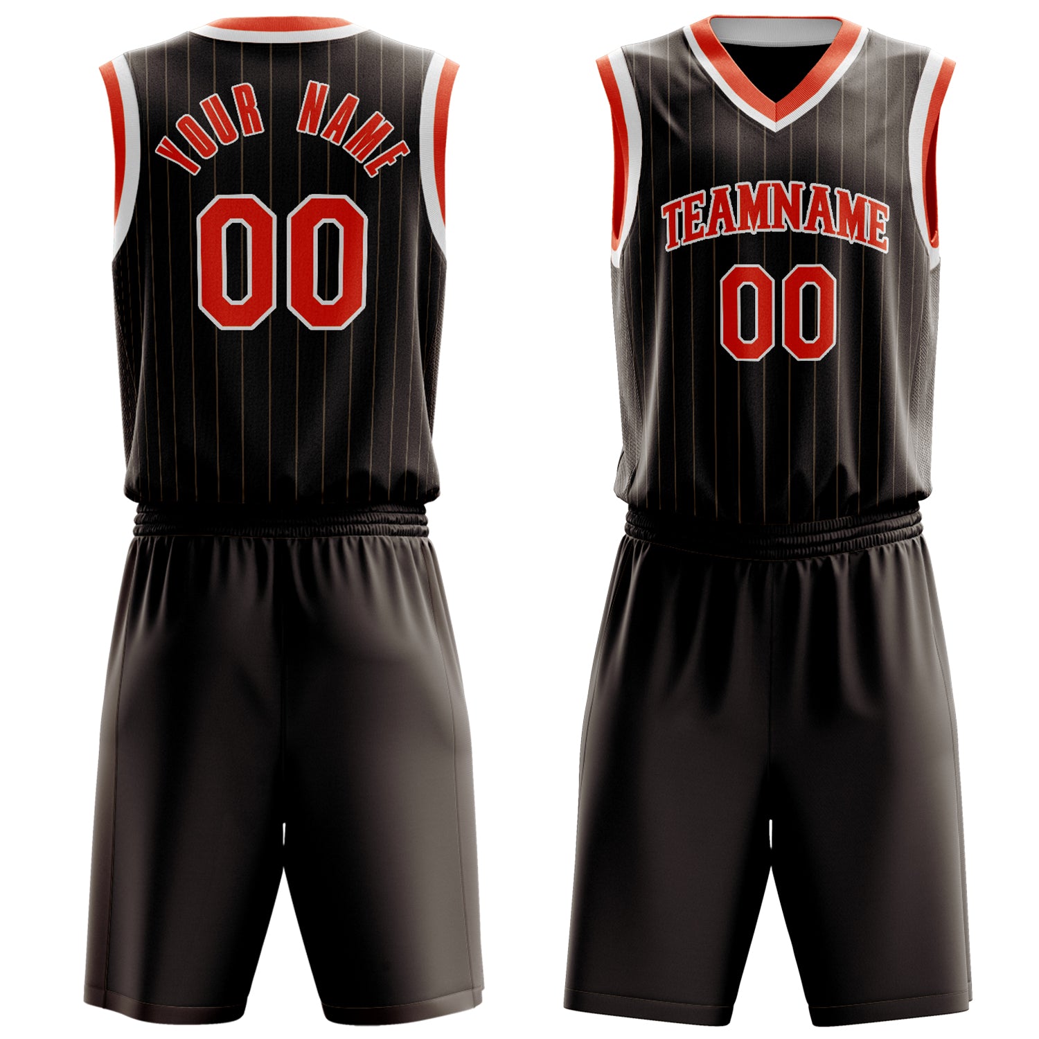 Maßgeschneidertes professionelles Braun Rot Basketballtrikot-Set BS03240701XF042