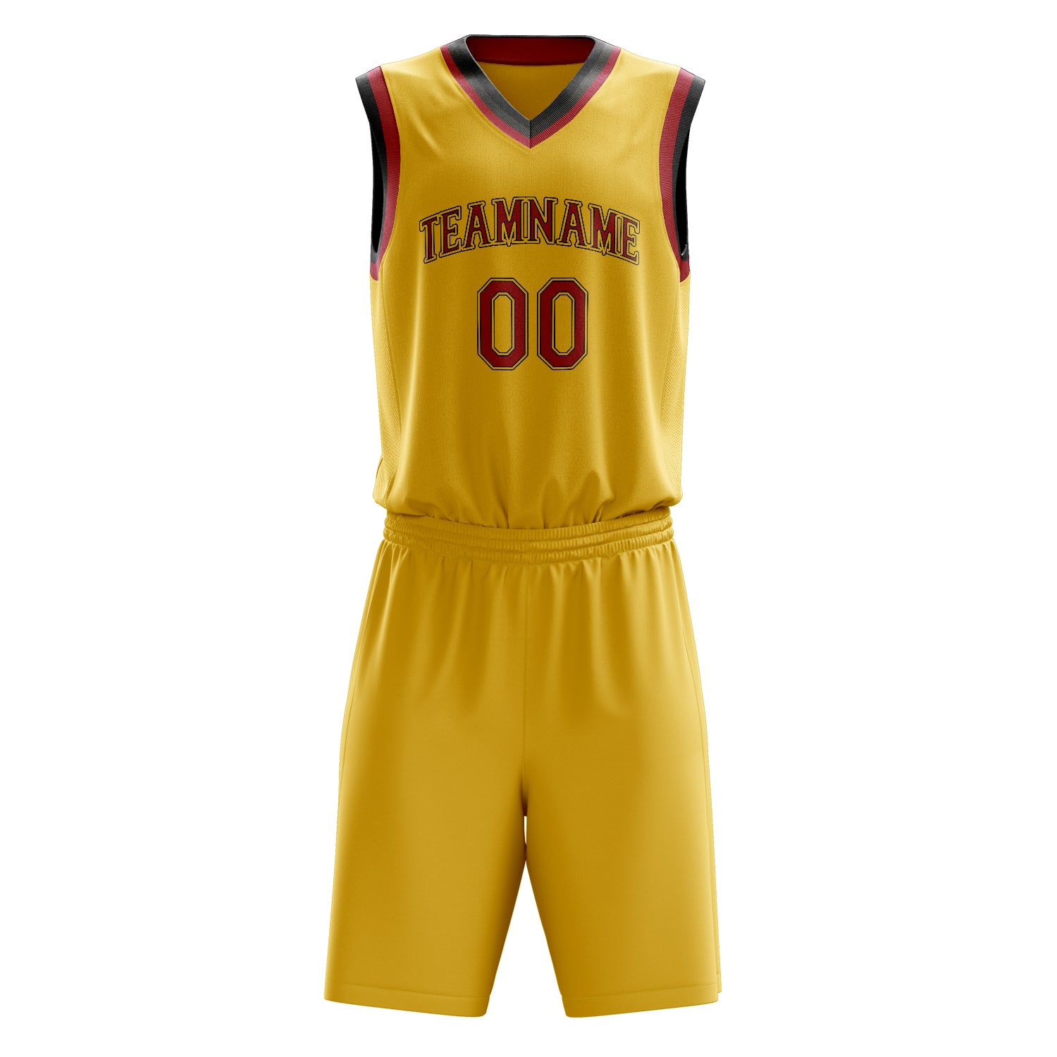 Maßgeschneidertes professionelles Gold Karmesinrot Basketballtrikot-Set