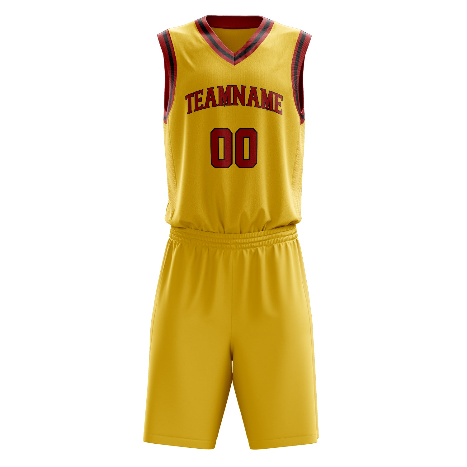 Maßgeschneidertes professionelles Gold Karmesinrot Basketballtrikot-Set