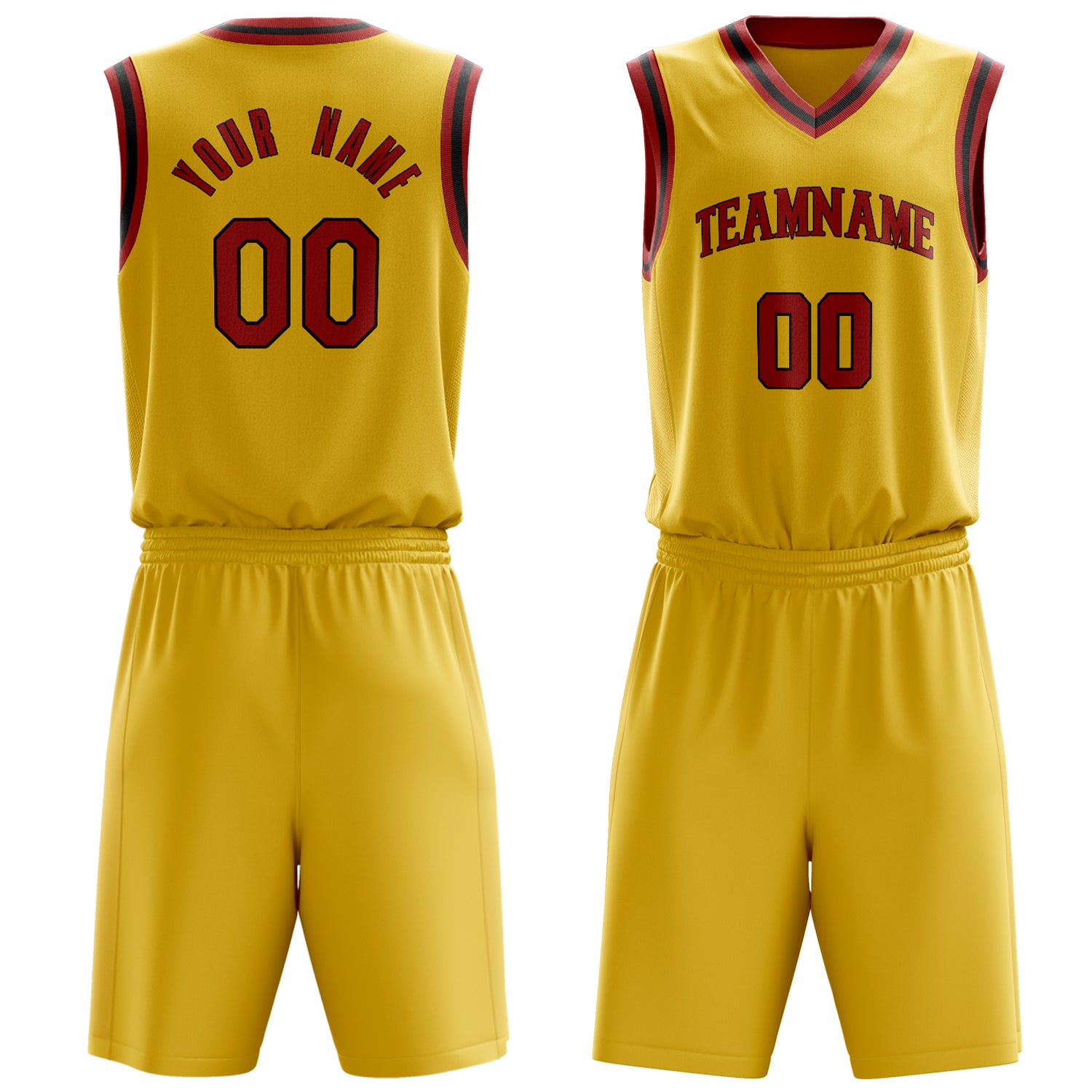 Maßgeschneidertes professionelles Gold Karmesinrot Basketballtrikot-Set BS03240701XF065