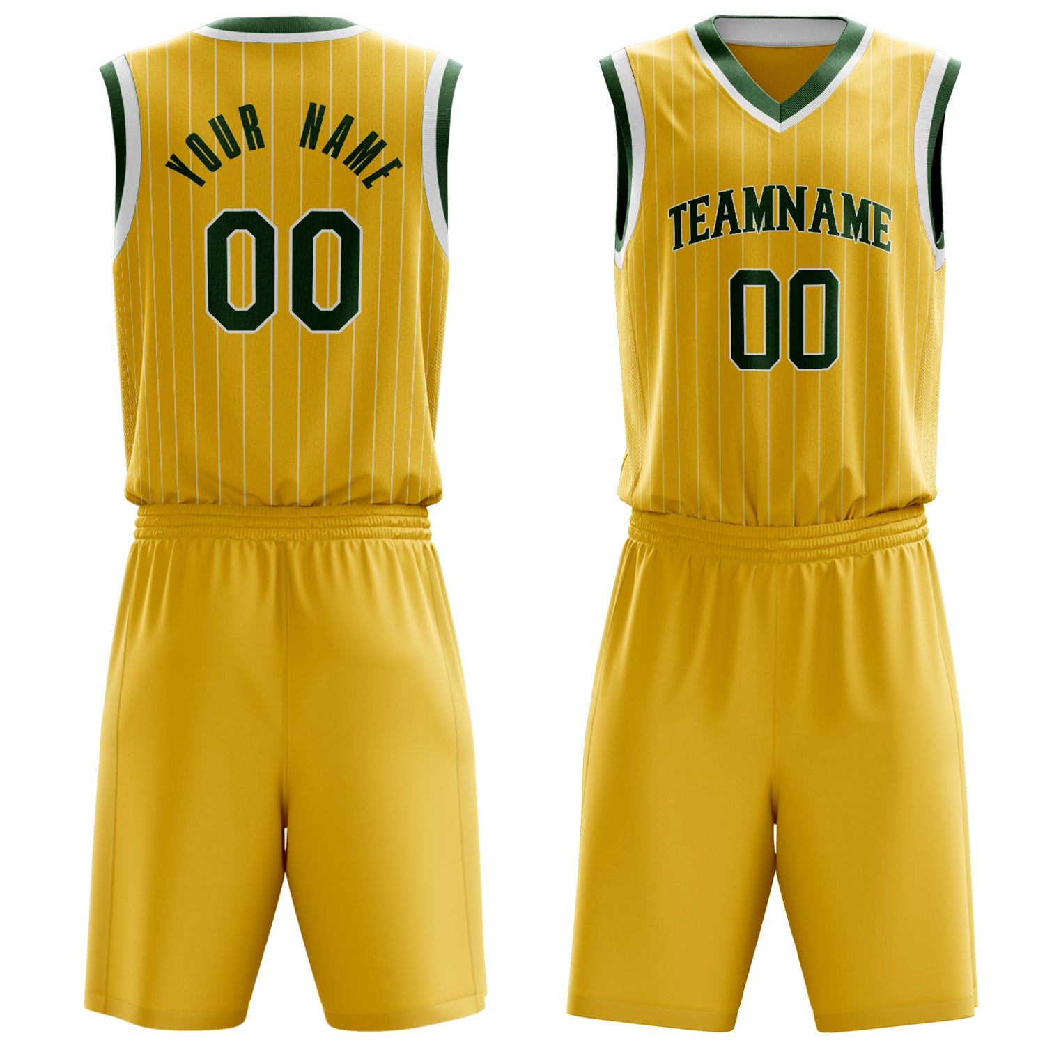 Maßgeschneidertes professionelles Gold Kelly Grün Basketballtrikot-Set BS03240701XF066