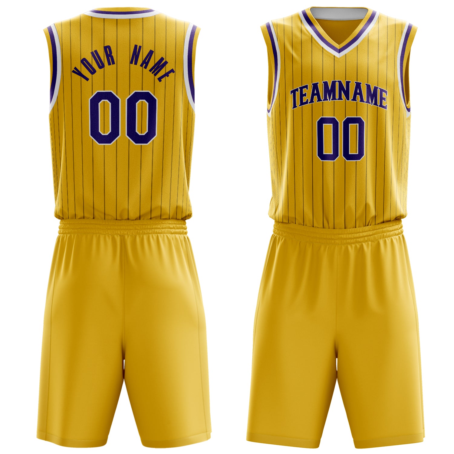 Maßgeschneidertes professionelles Gold Lila Basketballtrikot-Set BS03240701XF067