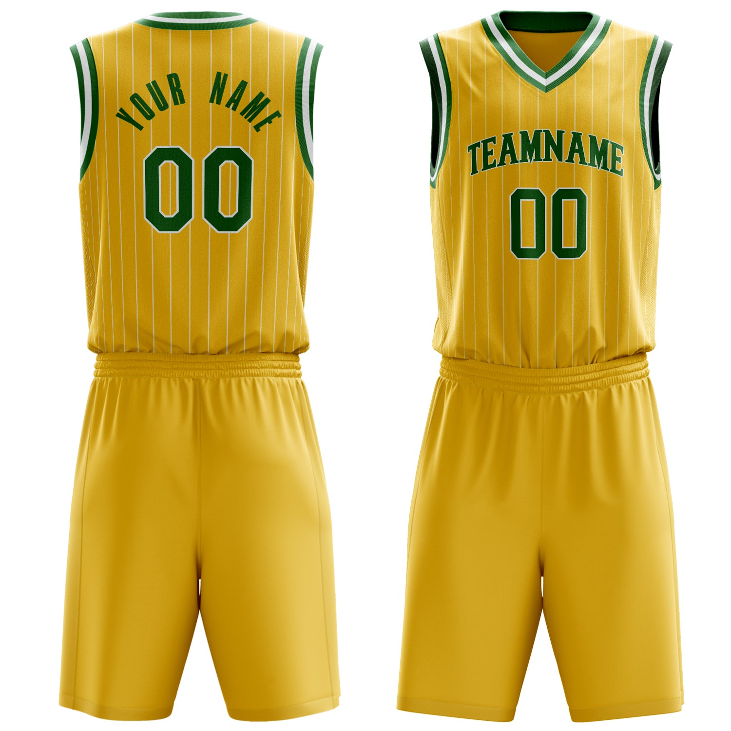 Maßgeschneidertes professionelles Gold Kelly Grün Basketballtrikot-Set BS03240701XF069