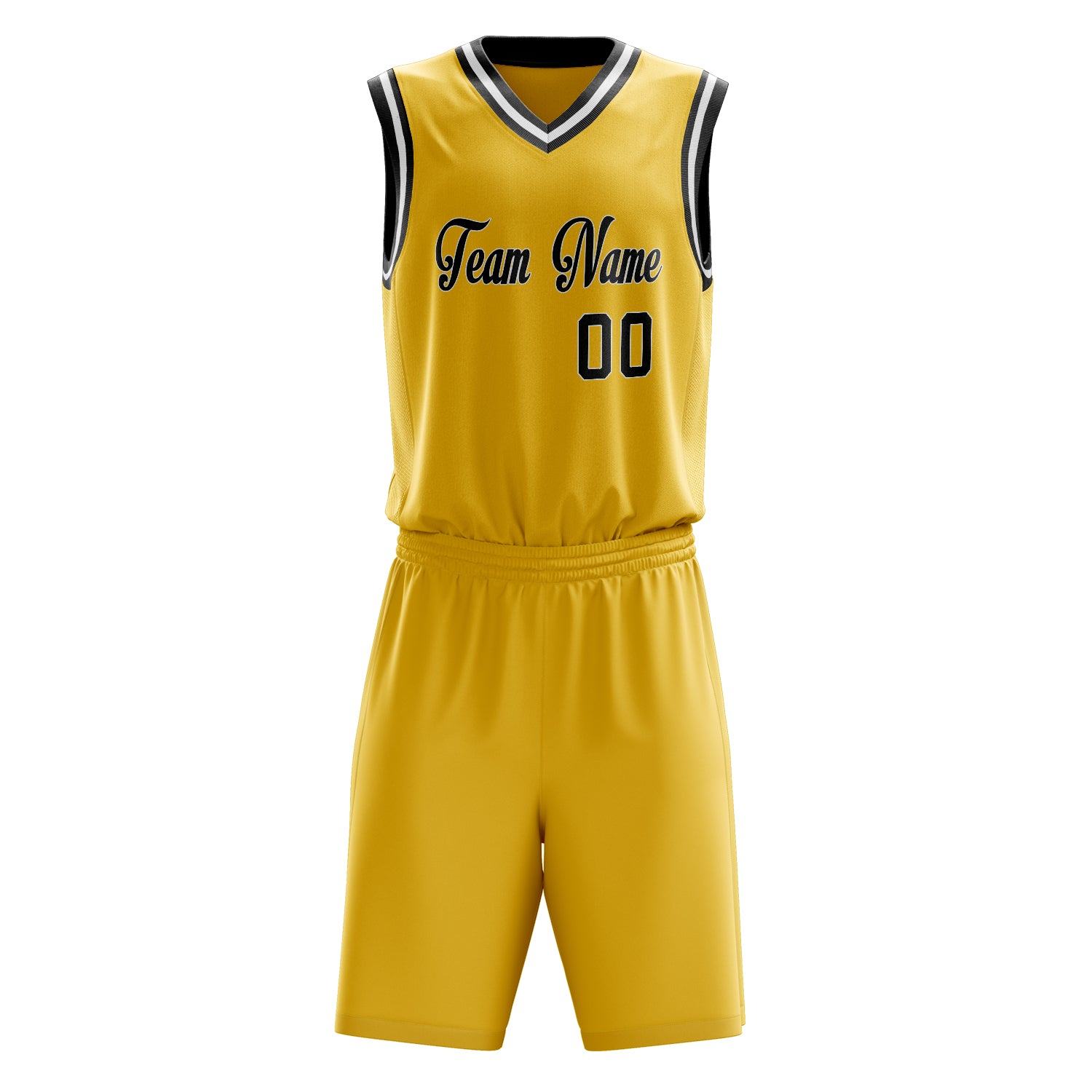 Maßgeschneidertes professionelles Gold Schwarz Basketballtrikot-Set