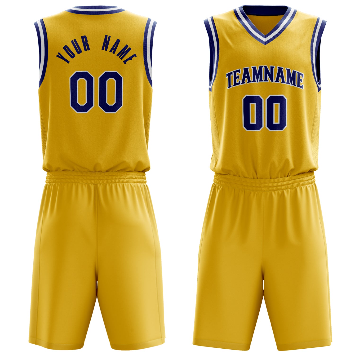 Maßgeschneidertes professionelles Gold Königsblau Basketballtrikot-Set BS03240701XF072