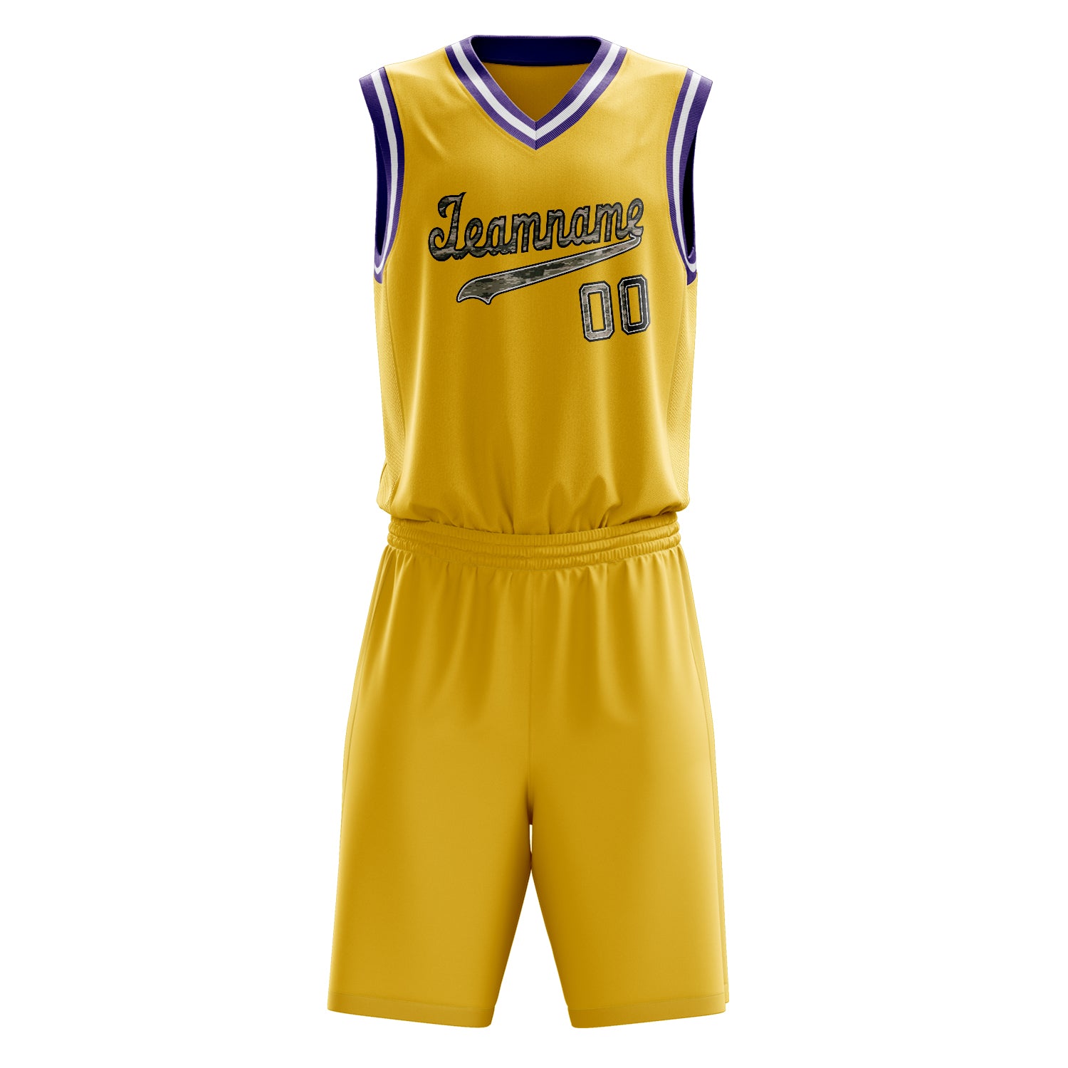 Maßgeschneidertes professionelles Gold Lila Basketballtrikot-Set