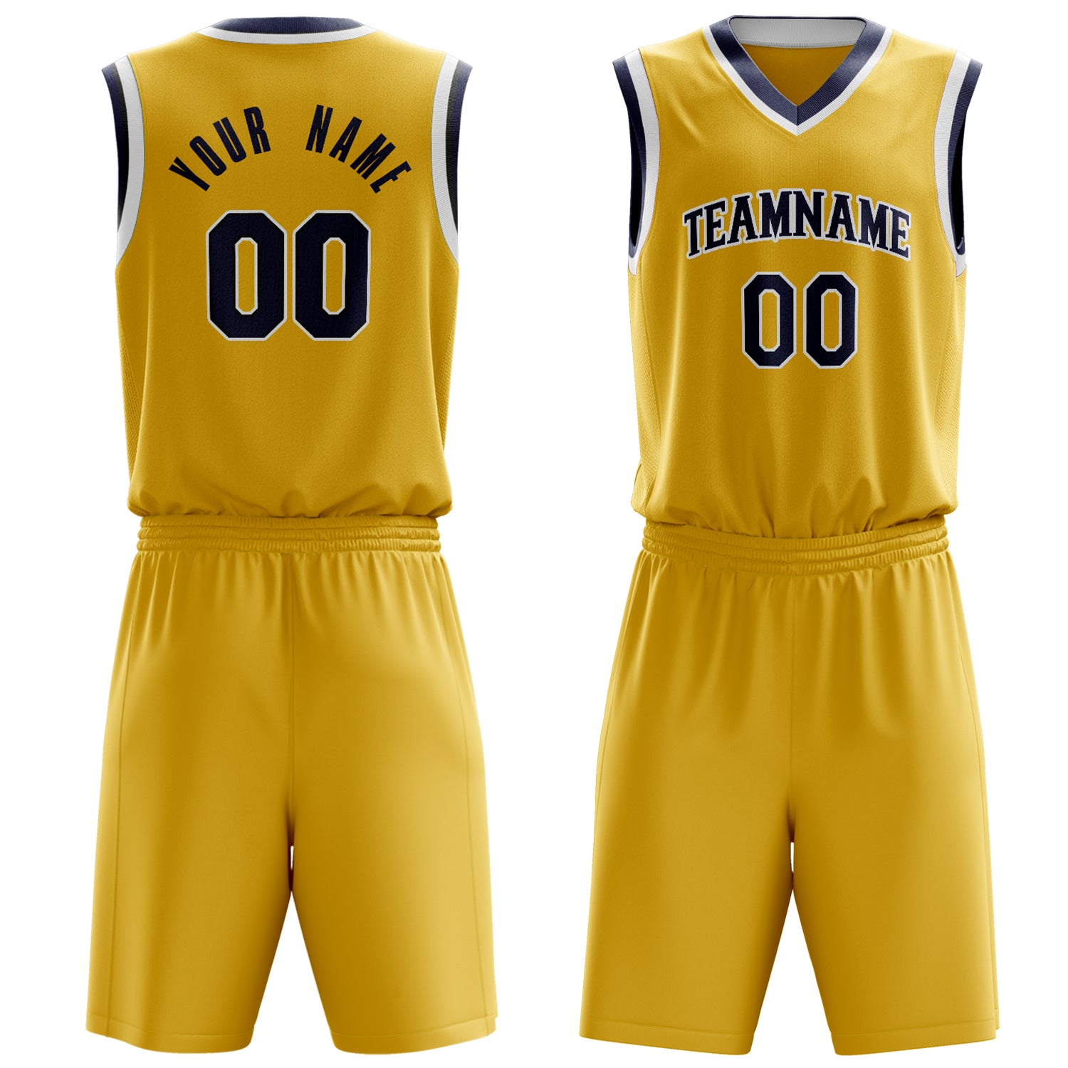 Maßgeschneidertes professionelles Gold Schwarz Basketballtrikot-Set BS03240701XF075