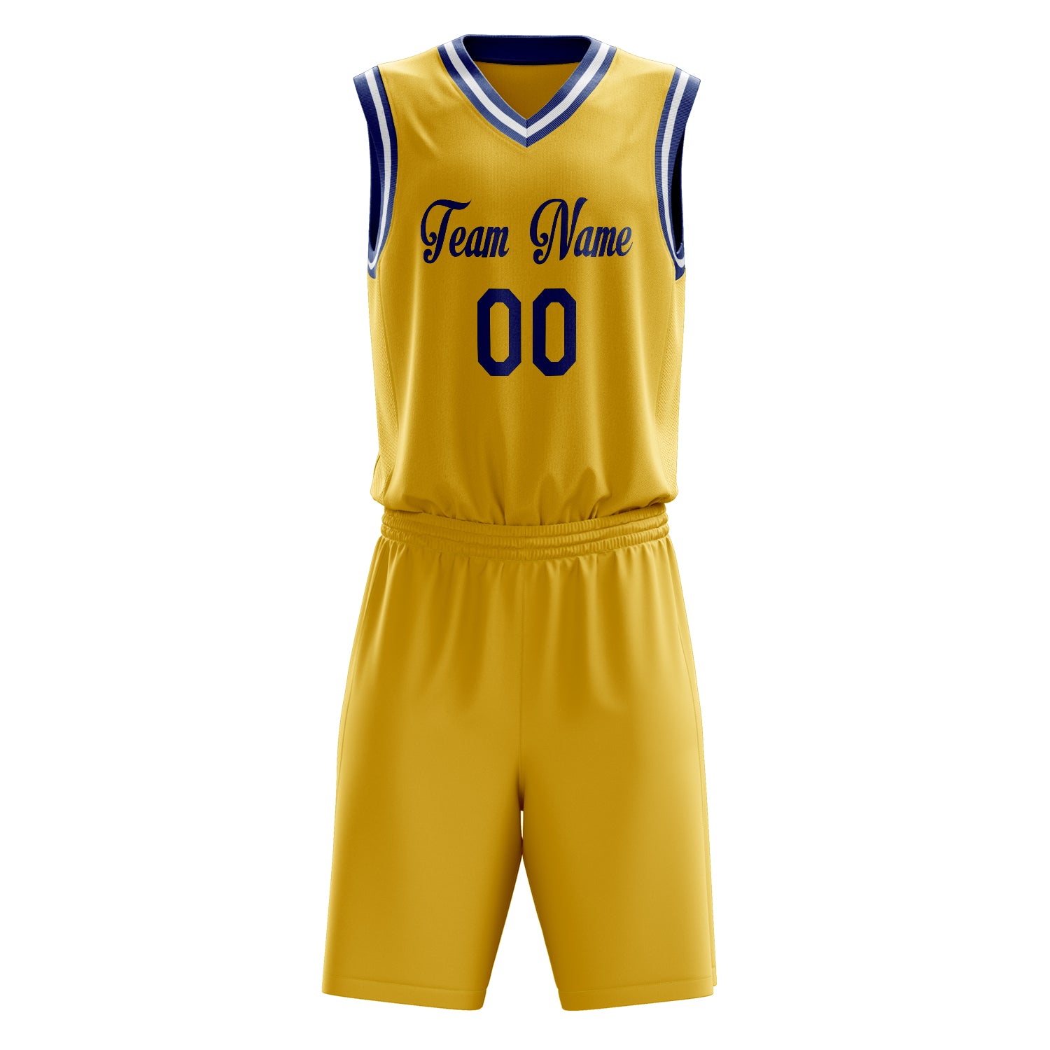 Maßgeschneidertes professionelles Gold Königsblau Basketballtrikot-Set