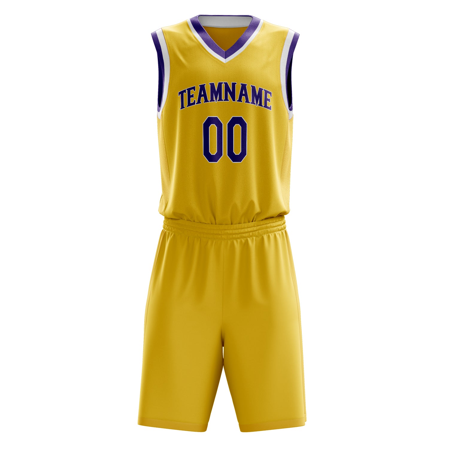 Maßgeschneidertes professionelles Gold Lila Basketballtrikot-Set