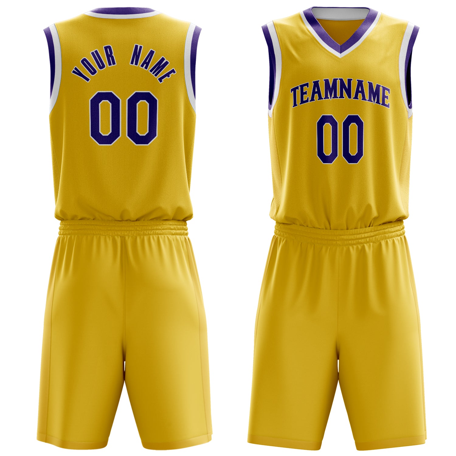 Maßgeschneidertes professionelles Gold Lila Basketballtrikot-Set BS03240701XF080