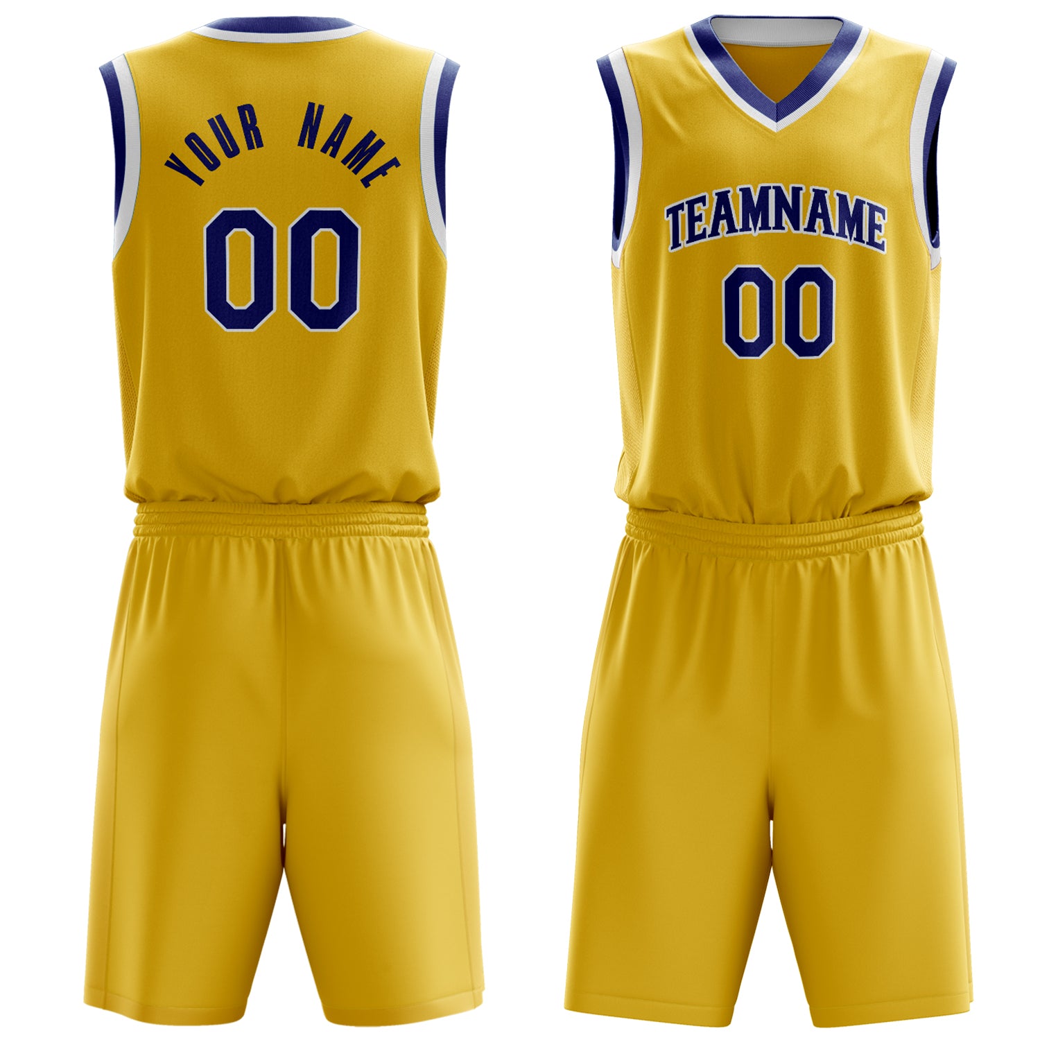 Maßgeschneidertes professionelles Gold Königsblau Basketballtrikot-Set BS03240701XF082