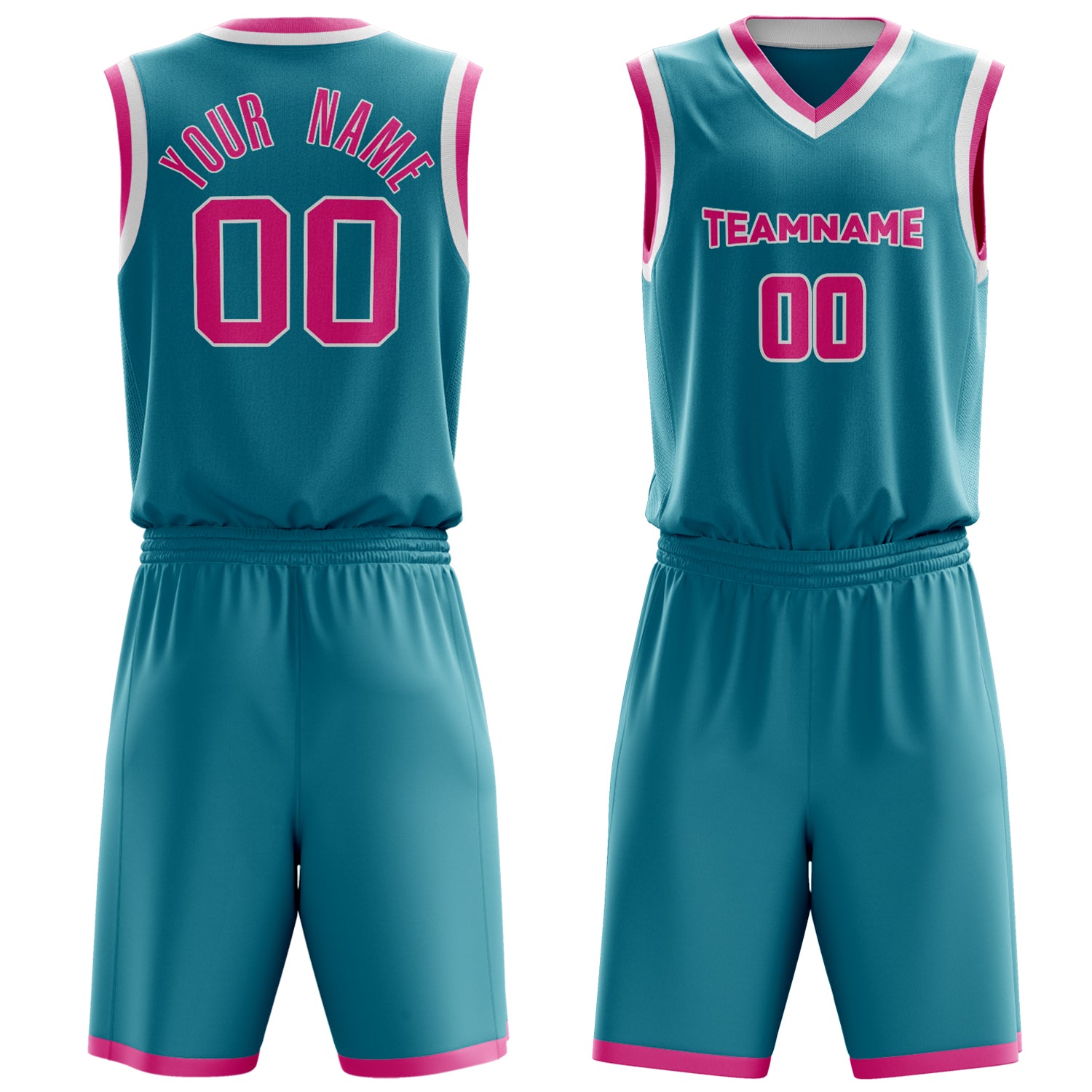 Maßgeschneidertes professionelles Blaugrün Rosa Basketballtrikot-Set BS03240701XF225