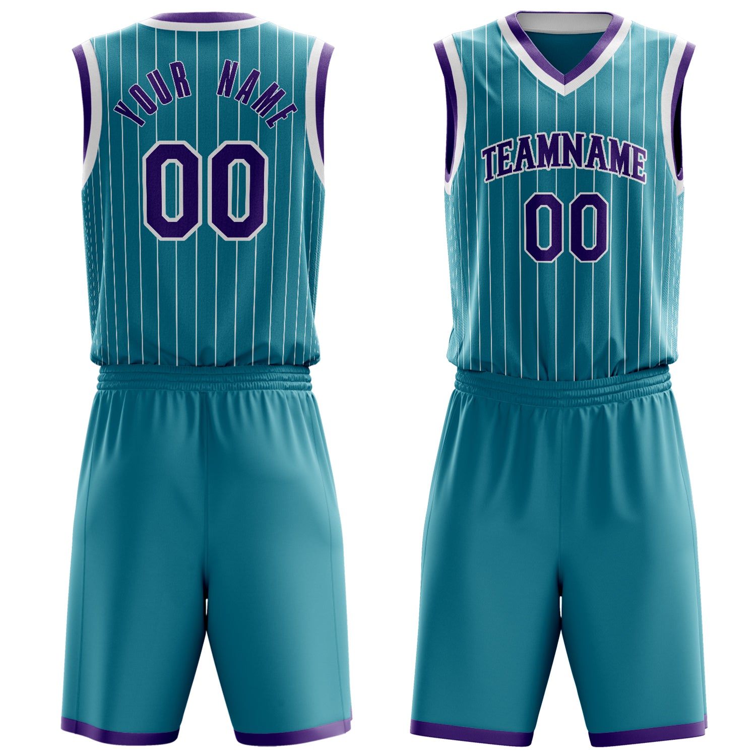 Maßgeschneidertes professionelles Blaugrün Lila Basketballtrikot-Set BS03240701XF230