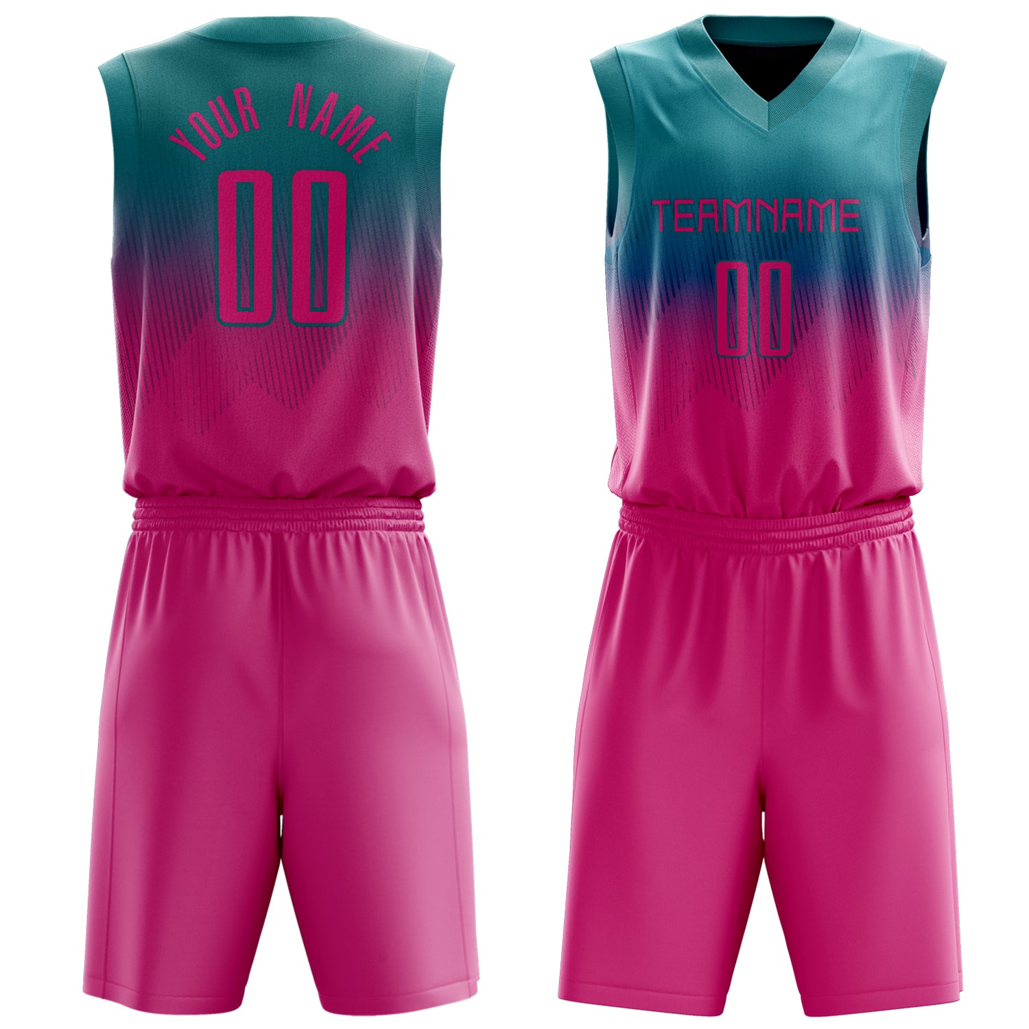 Maßgeschneidertes professionelles Blaugrün Rosa Basketballtrikot-Set BS03240701XF234