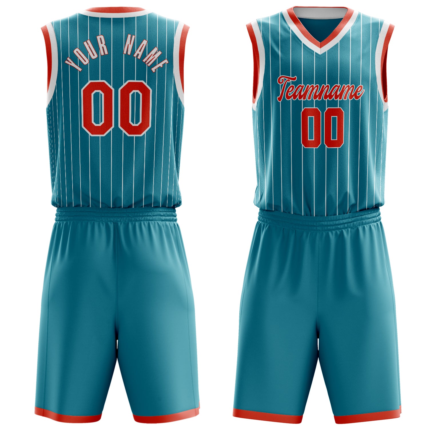 Maßgeschneidertes professionelles Blaugrün Orange Basketballtrikot-Set BS03240701XF235