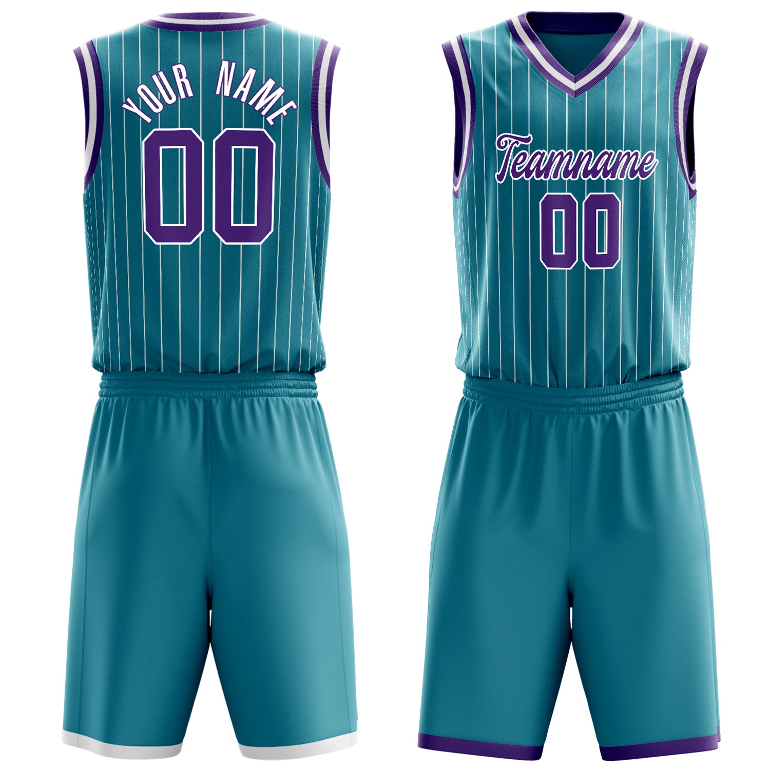 Maßgeschneidertes professionelles Blaugrün Lila Basketballtrikot-Set BS03240701XF237