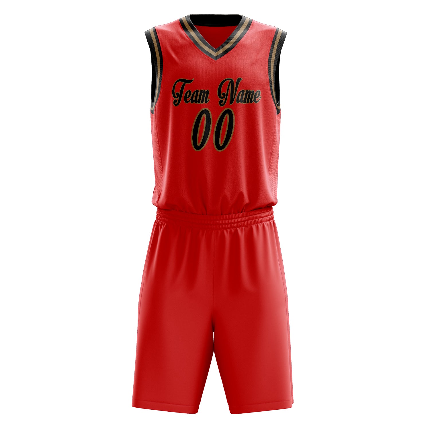 Maßgeschneidertes professionelles Rot Schwarz Basketballtrikot-Set