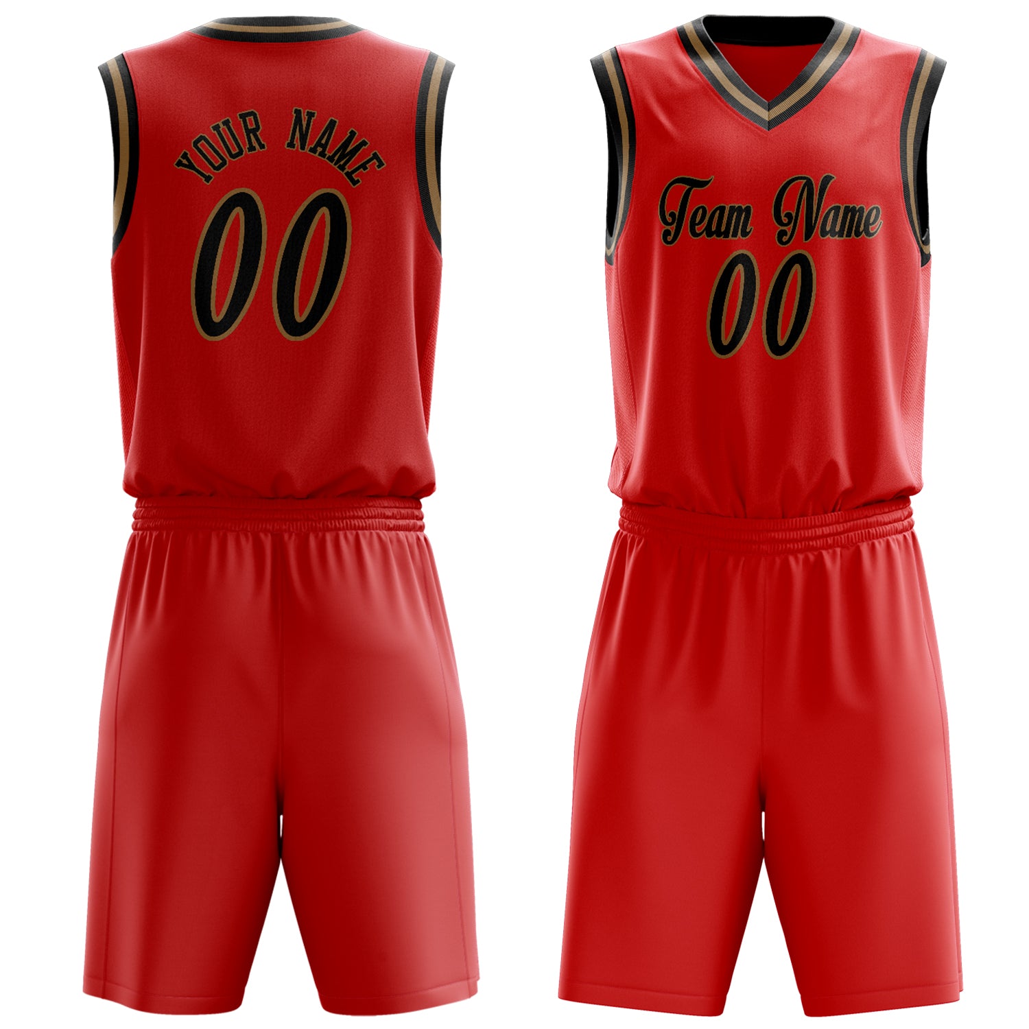 Maßgeschneidertes professionelles Rot Schwarz Basketballtrikot-Set BS03240701XF266