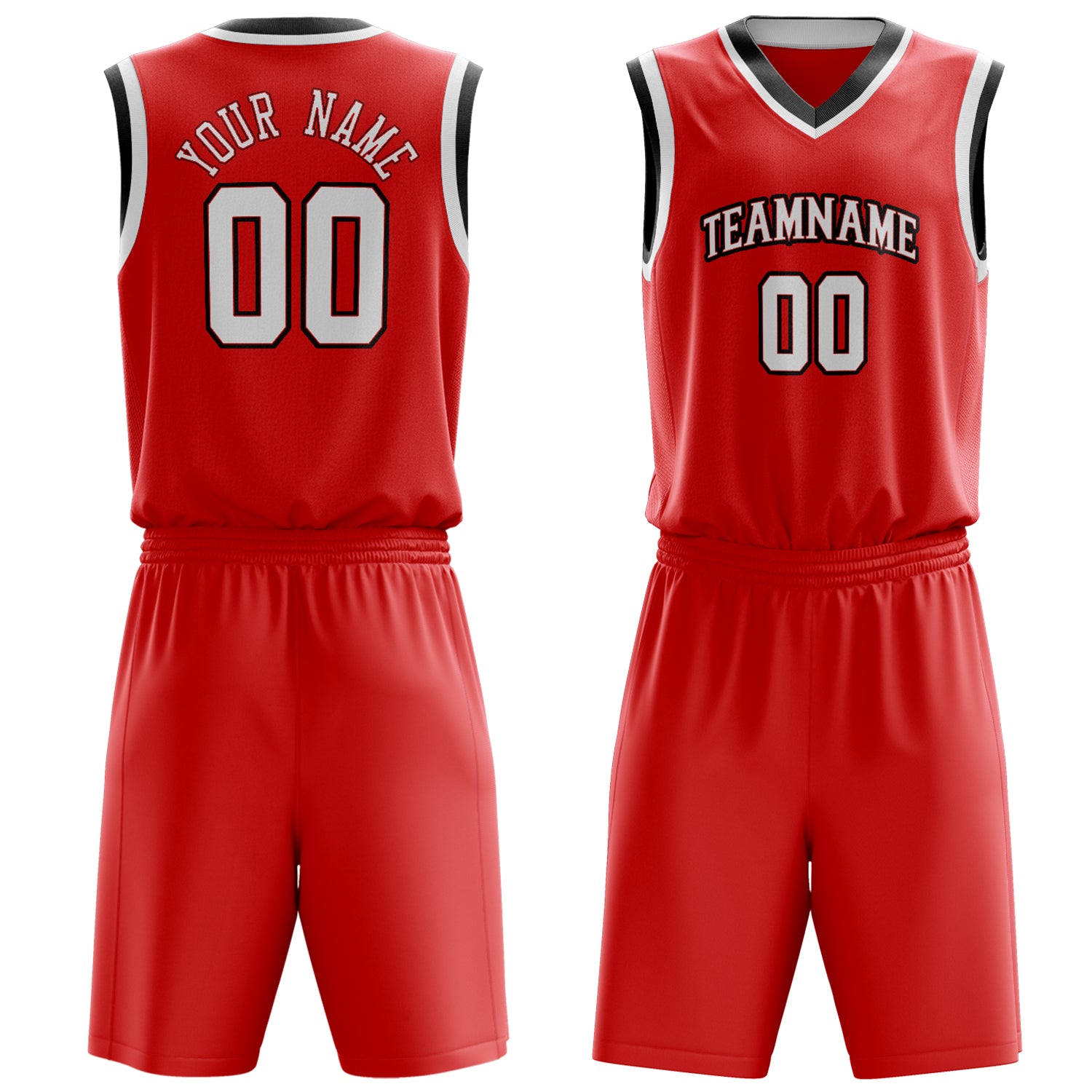 Maßgeschneidertes professionelles Rot Weiß Basketballtrikot-Set BS03240701XF267