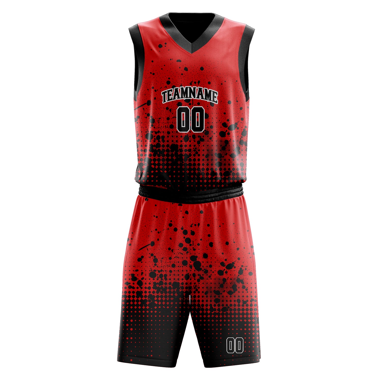 Maßgeschneidertes professionelles Rot Schwarz Basketballtrikot-Set