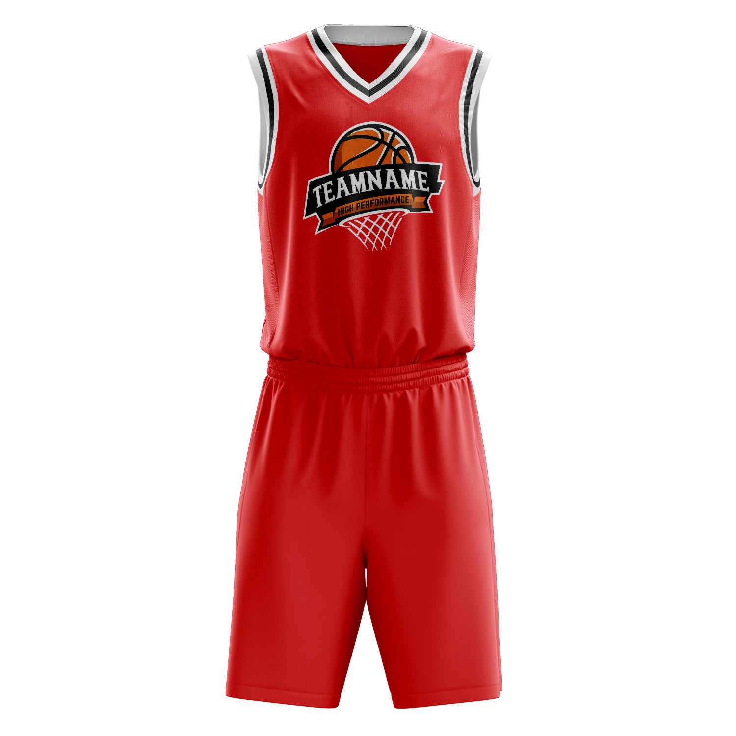 Maßgeschneidertes professionelles Rot Schwarz Basketballtrikot-Set