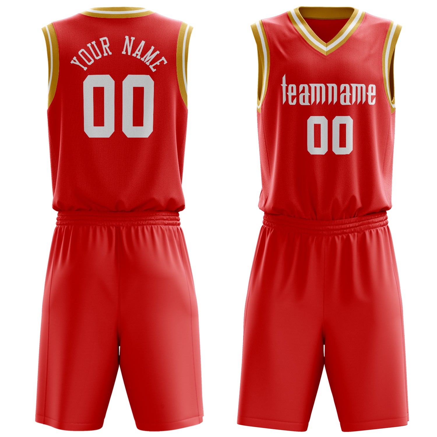 Maßgeschneidertes professionelles Rot Weiß Basketballtrikot-Set BS03240701XF270