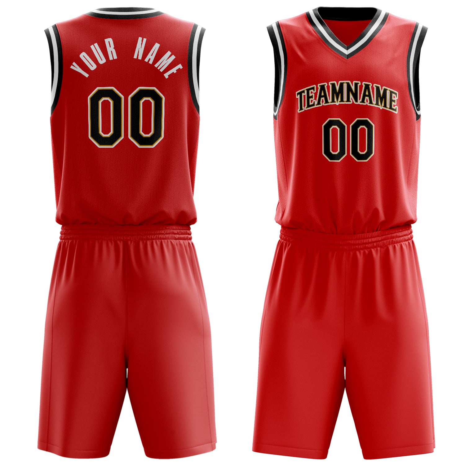 Maßgeschneidertes professionelles Rot Schwarz Basketballtrikot-Set BS03240701XF271