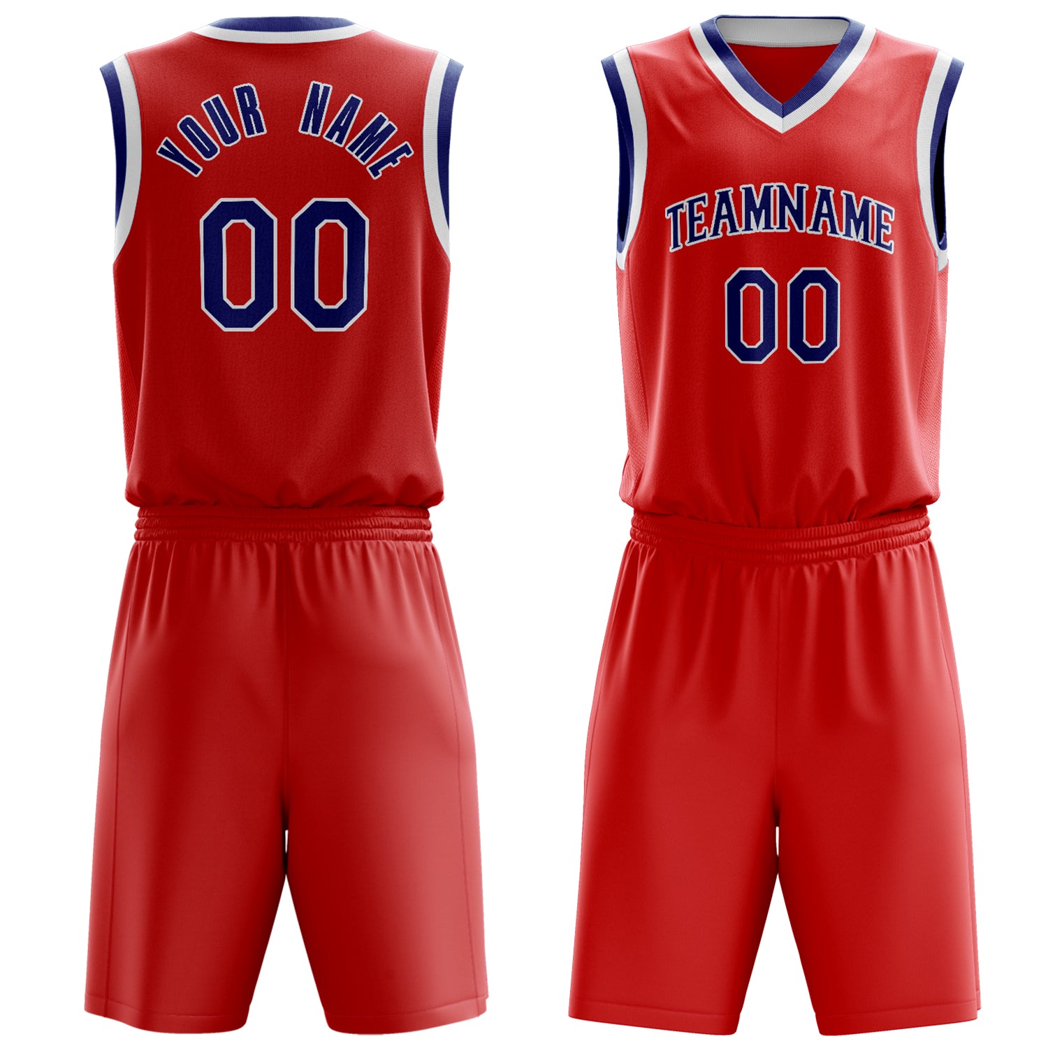 Maßgeschneidertes professionelles Rot Marineblau Basketballtrikot-Set BS03240701XF272