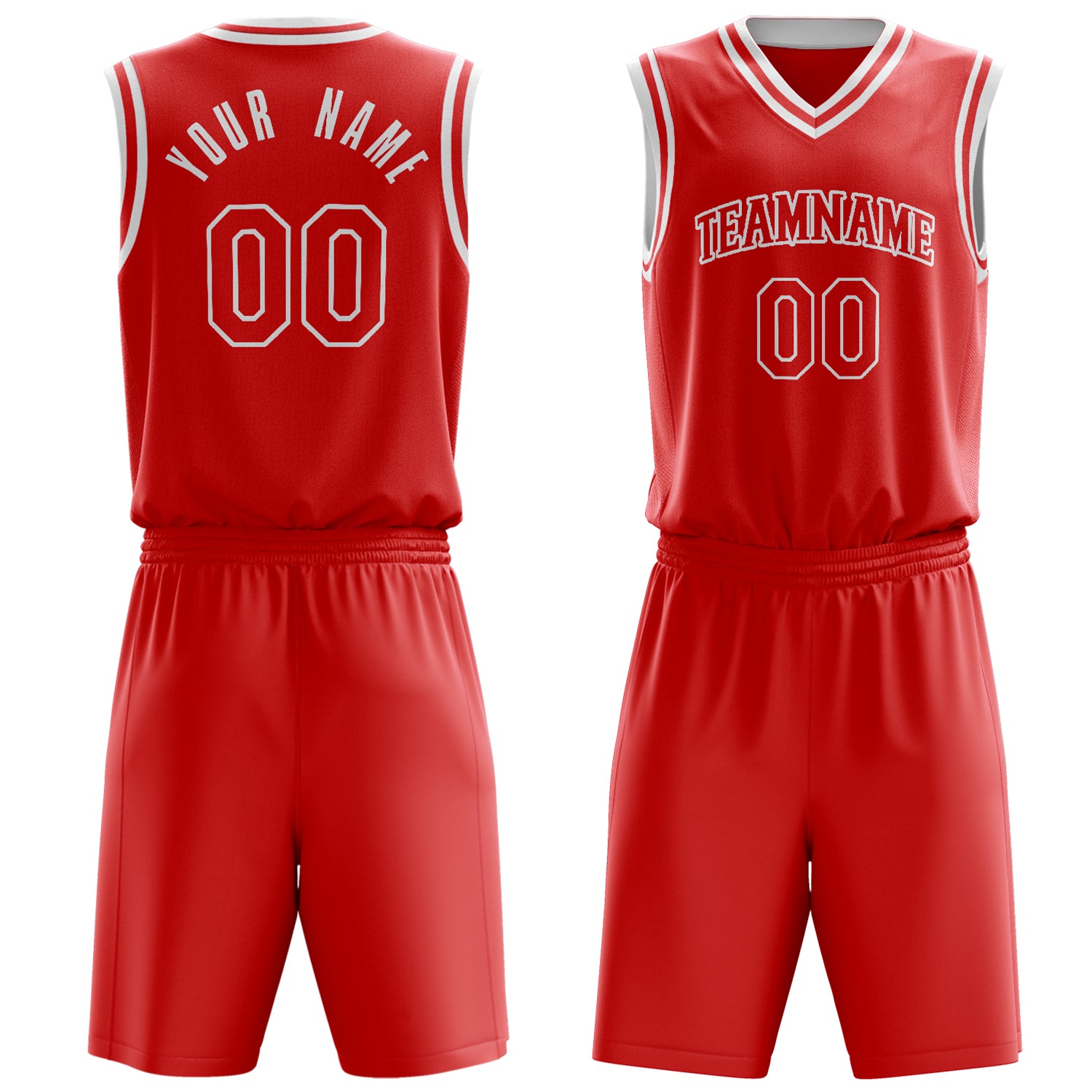 Maßgeschneidertes professionelles Rot Weiß Basketballtrikot-Set BS03240701XF274