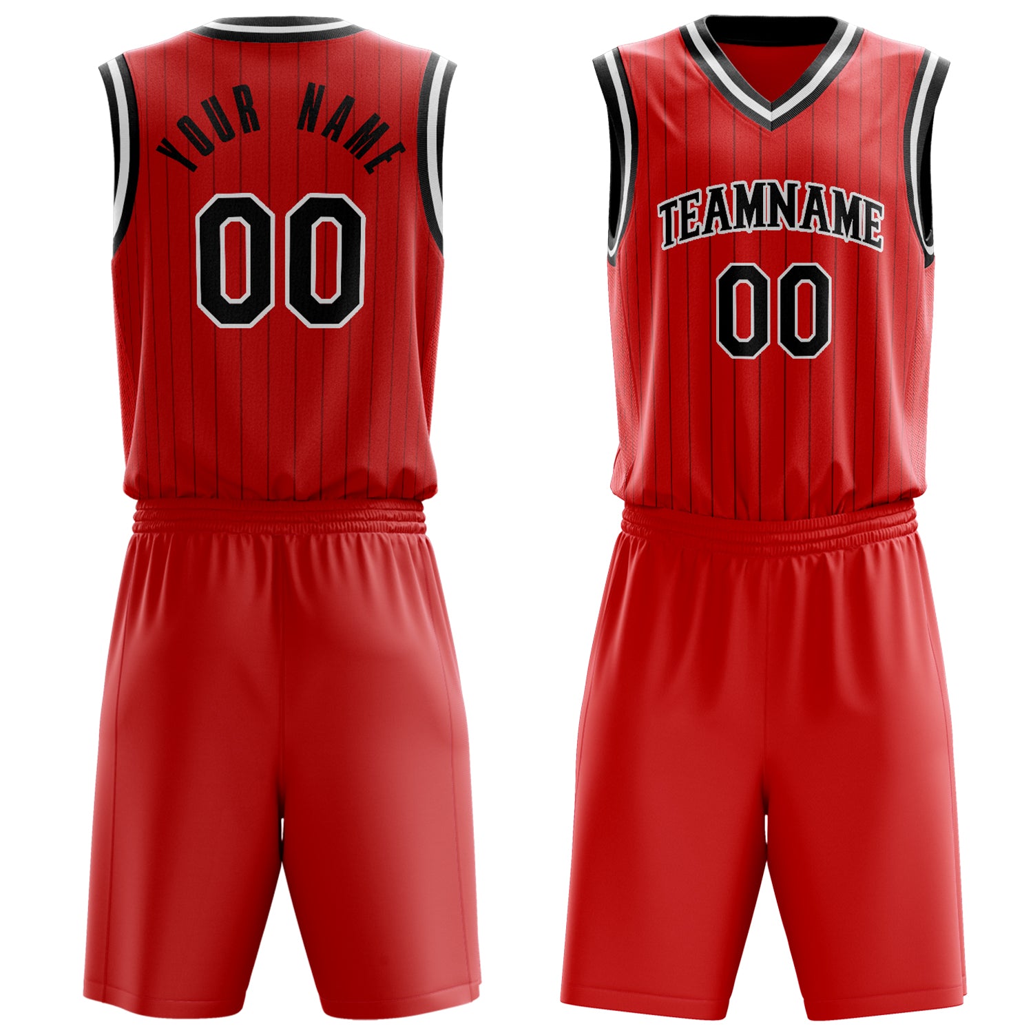 Maßgeschneidertes professionelles Rot Schwarz Basketballtrikot-Set BS03240701XF275