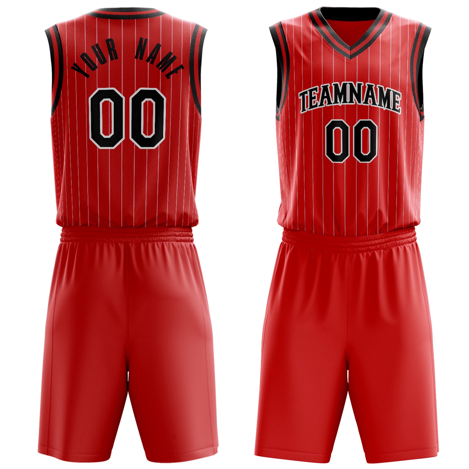 Maßgeschneidertes professionelles Rot Schwarz Basketballtrikot-Set BS03240701XF276