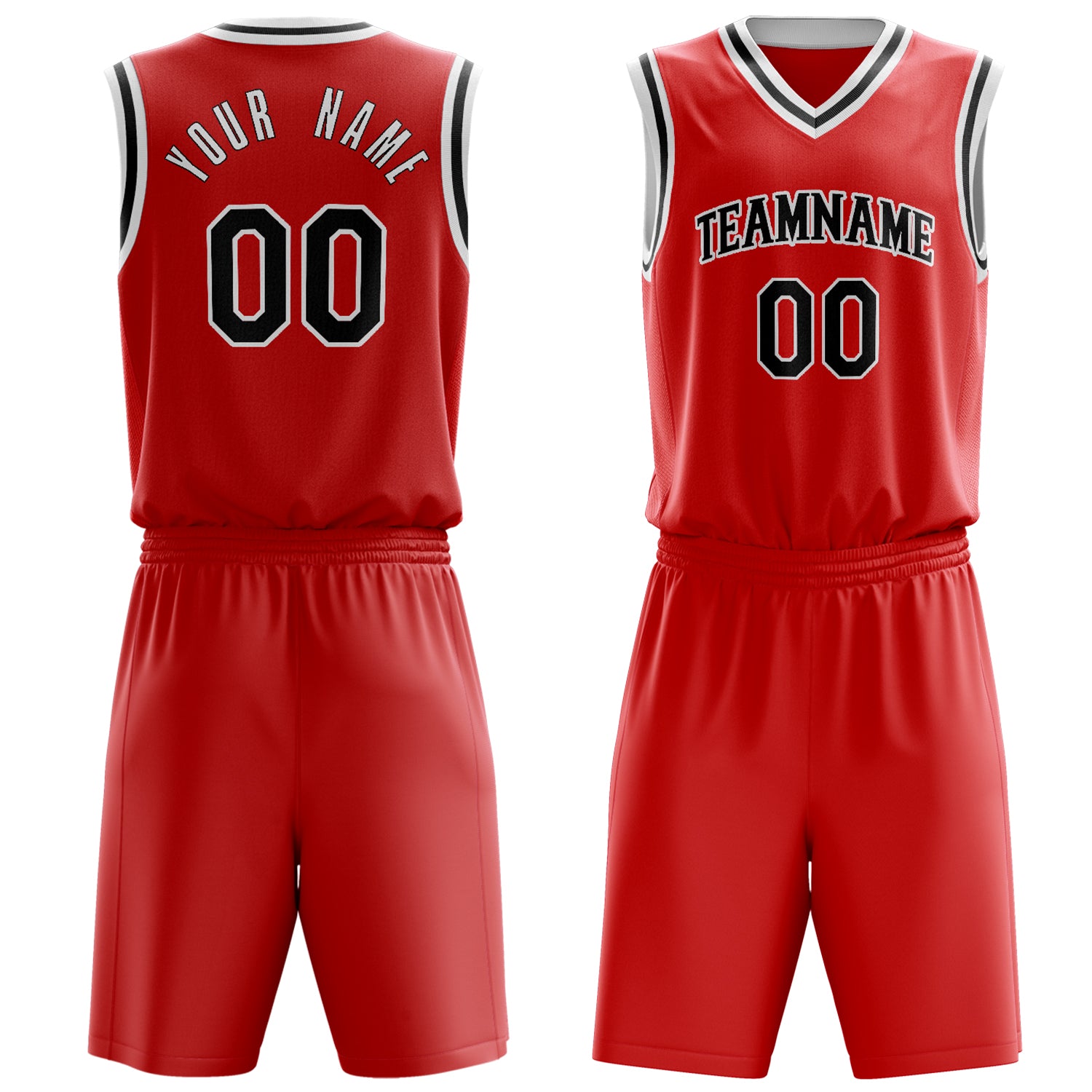 Maßgeschneidertes professionelles Rot Schwarz Basketballtrikot-Set BS03240701XF277