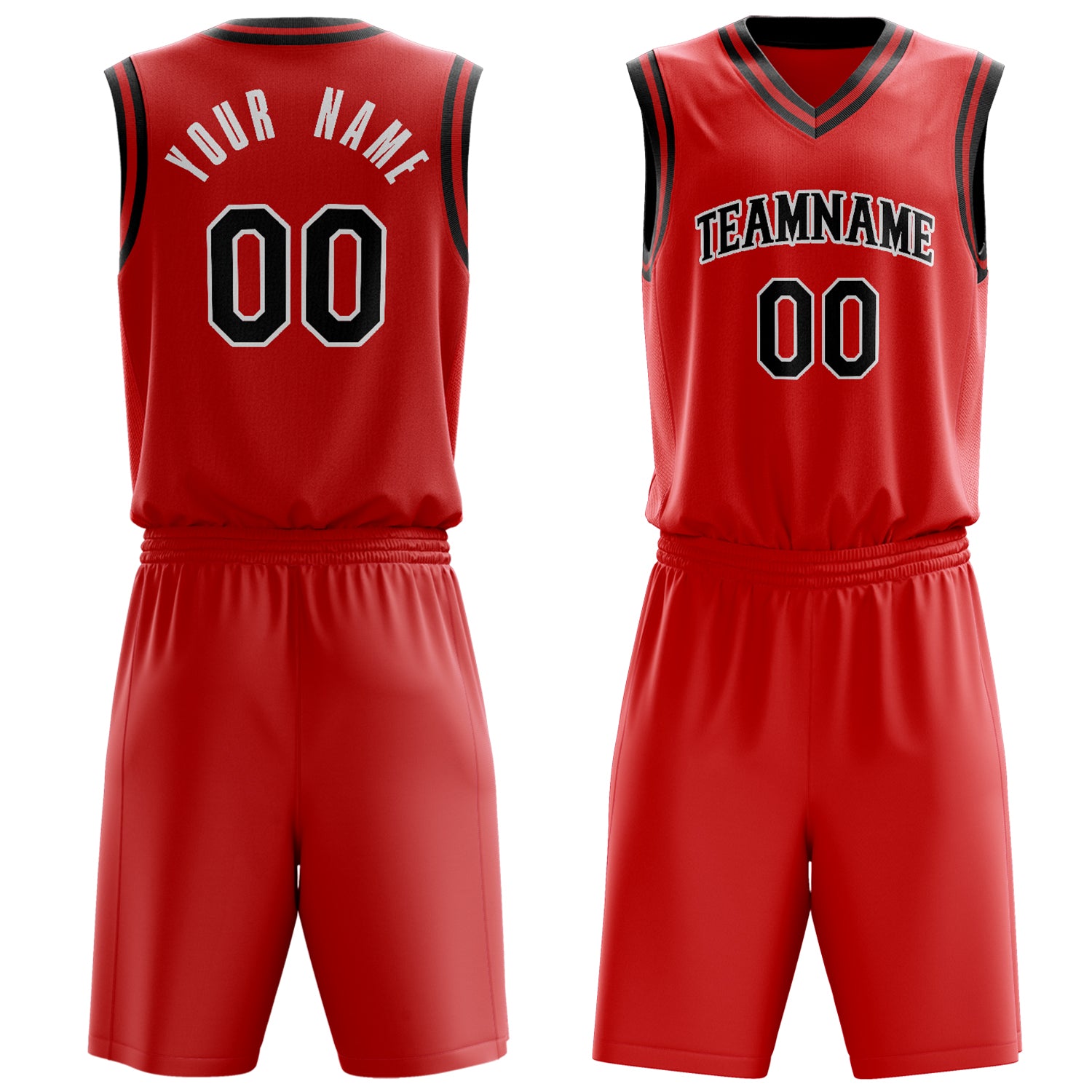 Maßgeschneidertes professionelles Rot Schwarz Basketballtrikot-Set BS03240701XF278