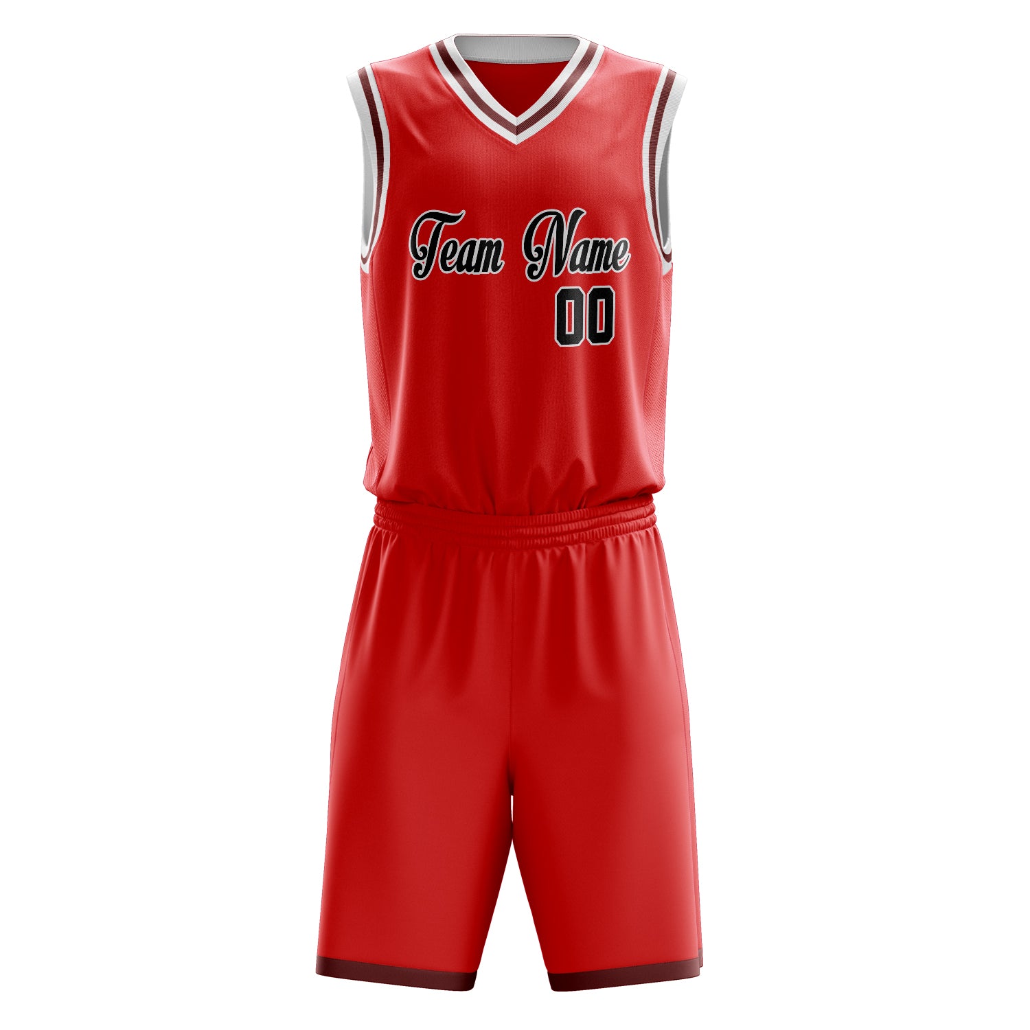 Maßgeschneidertes professionelles Rot Schwarz Basketballtrikot-Set