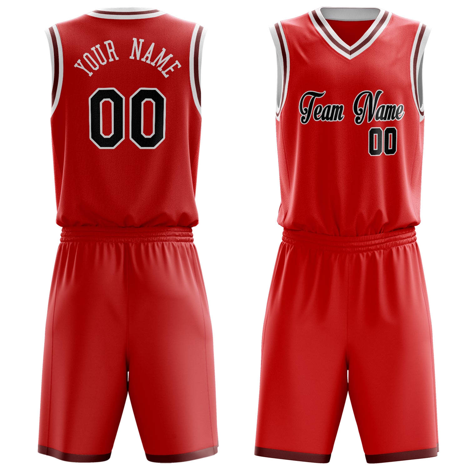 Maßgeschneidertes professionelles Rot Schwarz Basketballtrikot-Set BS03240701XF279