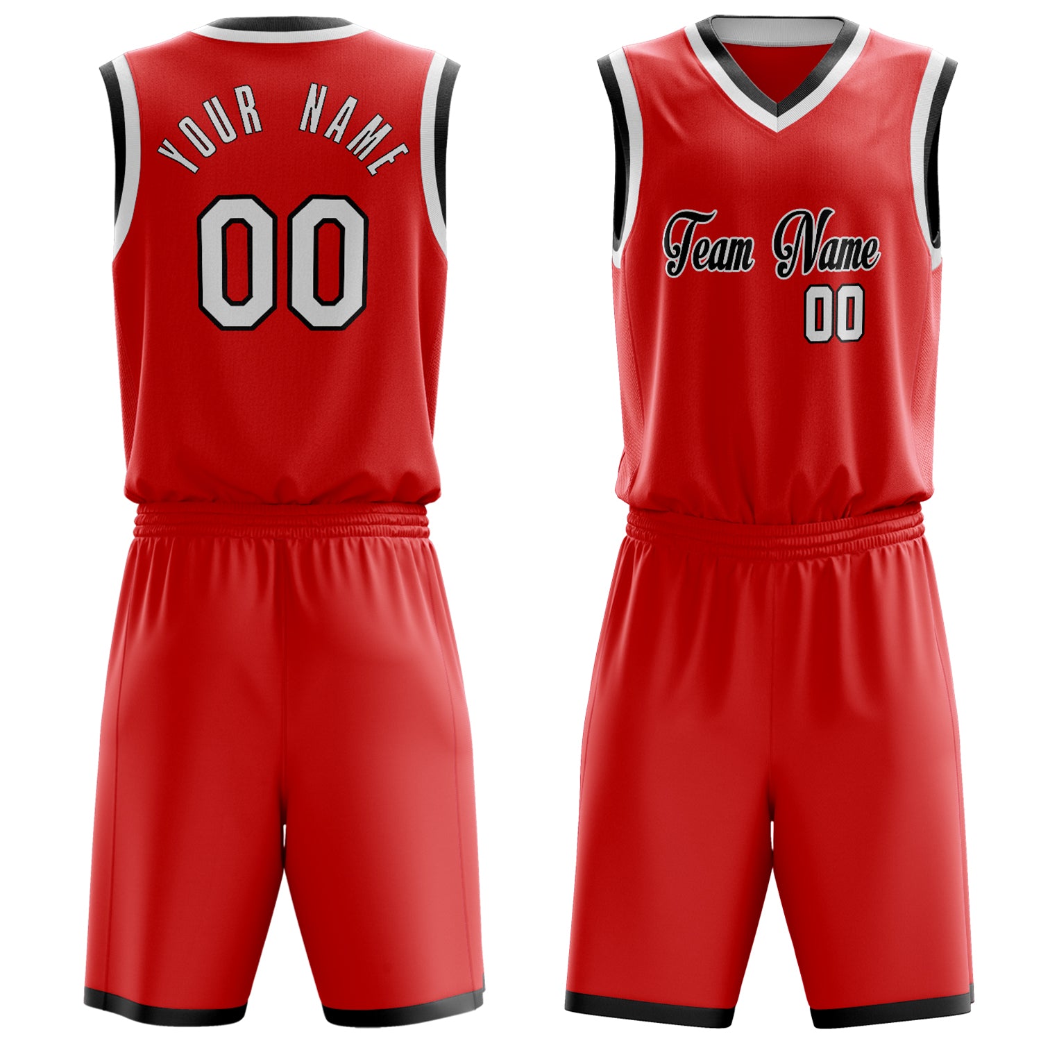 Maßgeschneidertes professionelles Rot Weiß Basketballtrikot-Set BS03240701XF280