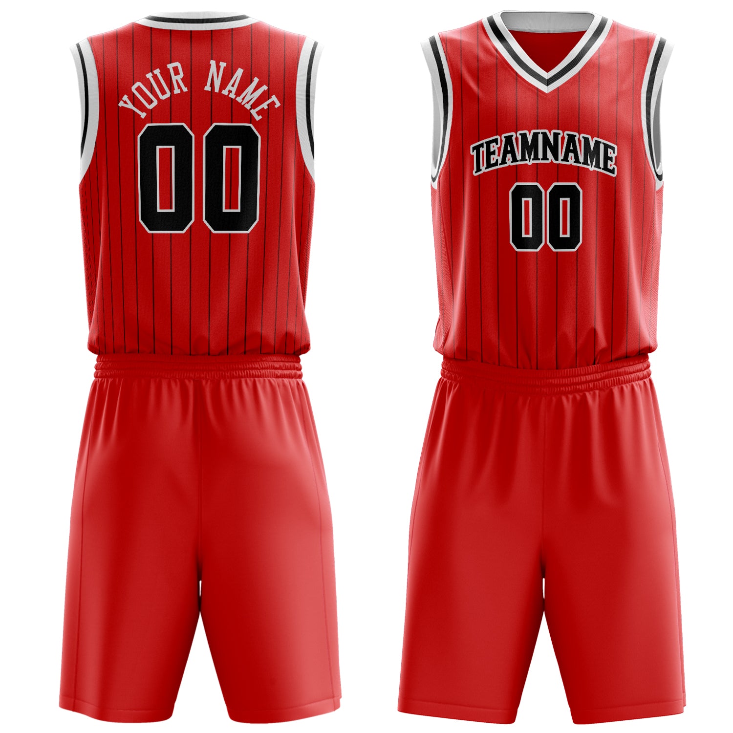 Maßgeschneidertes professionelles Rot Schwarz Basketballtrikot-Set BS03240701XF281