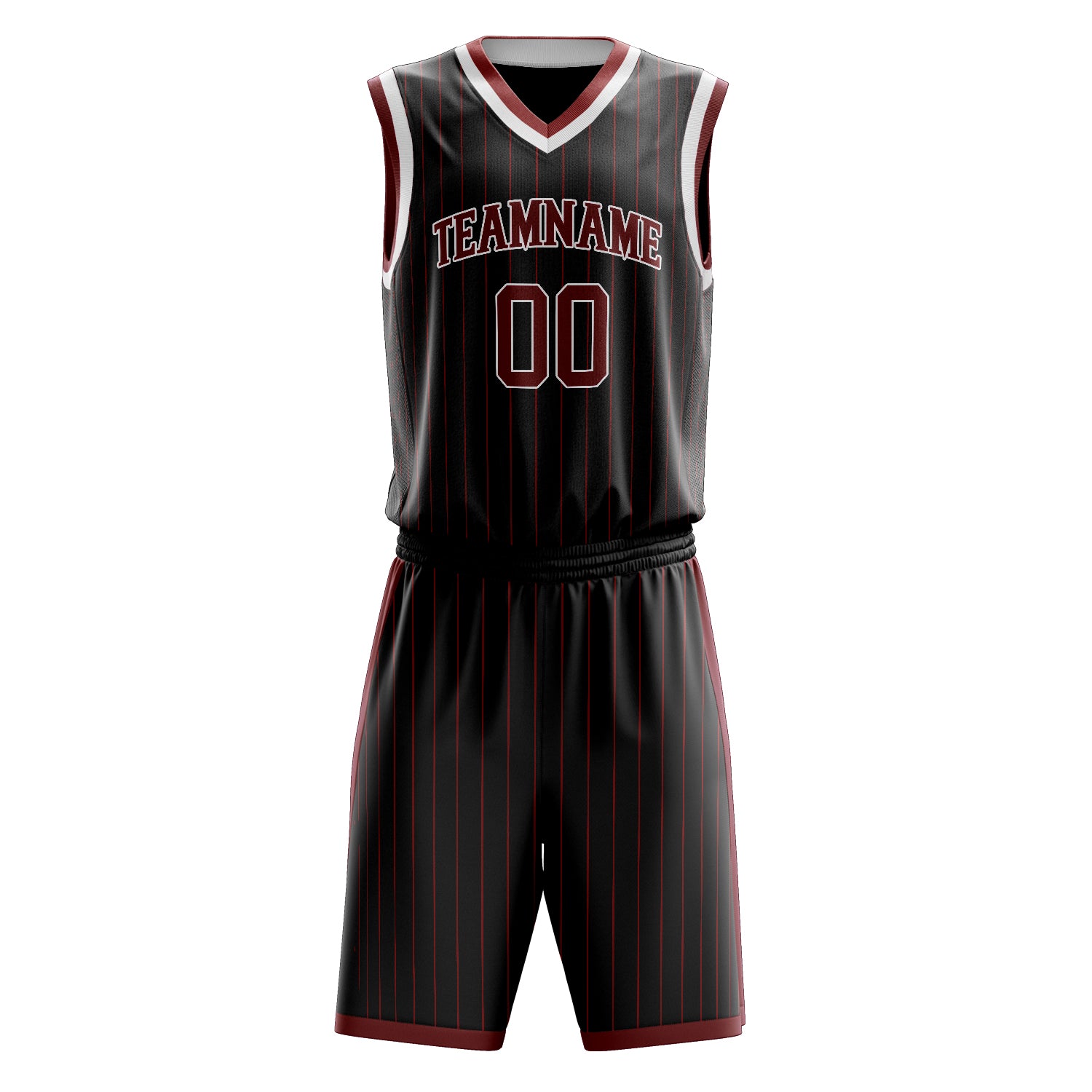 Maßgeschneidertes professionelles Schwarz Karmesinrot Basketballtrikot-Set