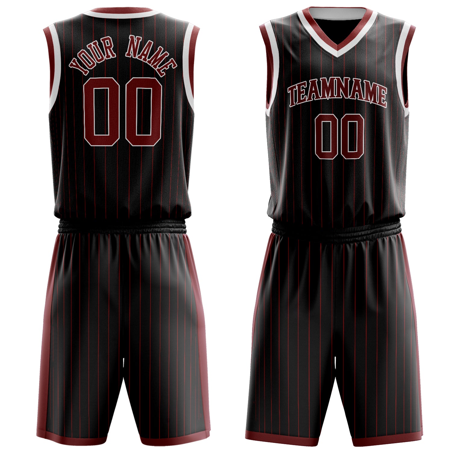 Maßgeschneidertes professionelles Schwarz Karmesinrot Basketballtrikot-Set BS03240701XY001