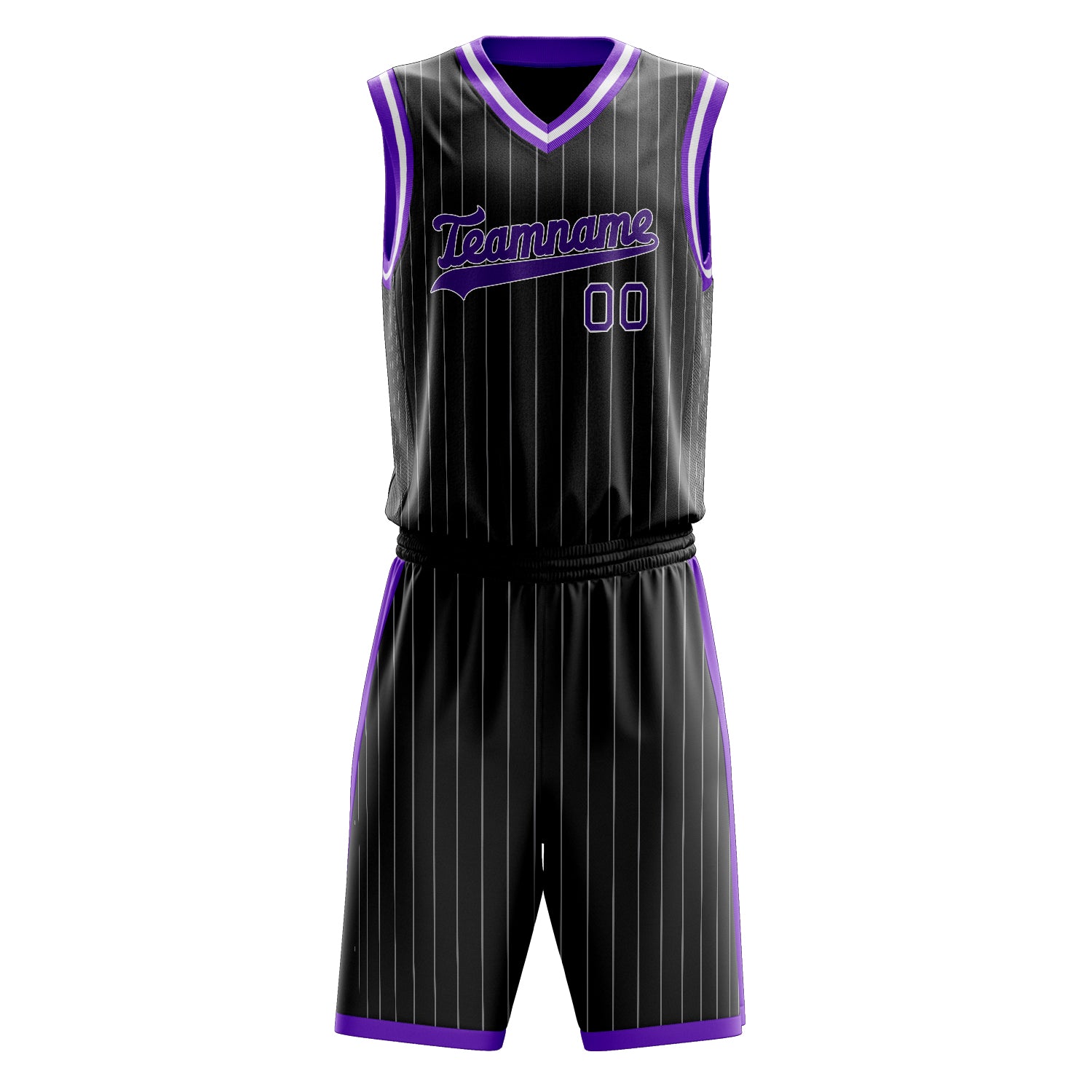 Maßgeschneidertes professionelles Schwarz Lila Basketballtrikot-Set