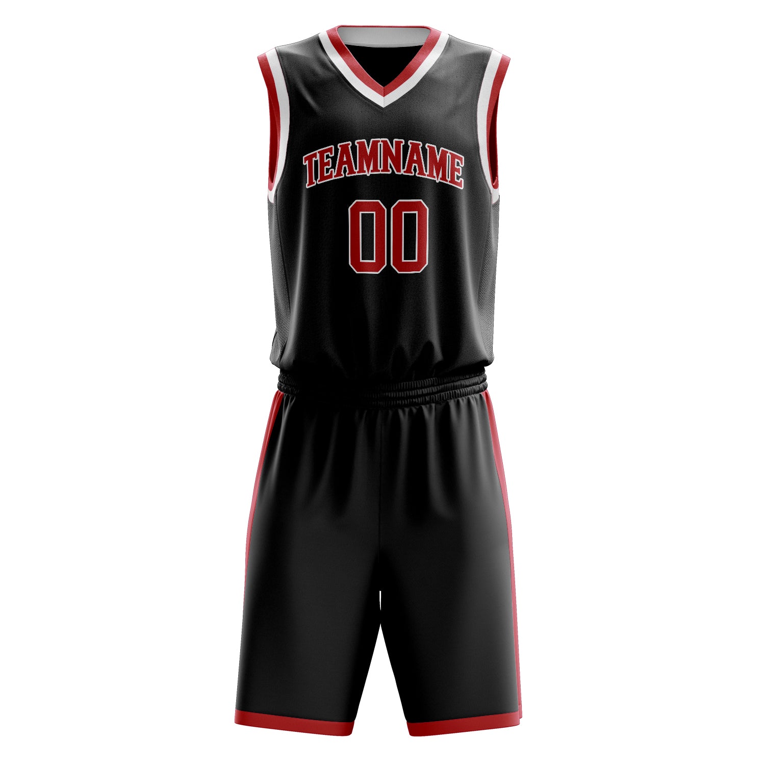 Maßgeschneidertes professionelles Schwarz Rot Basketballtrikot-Set