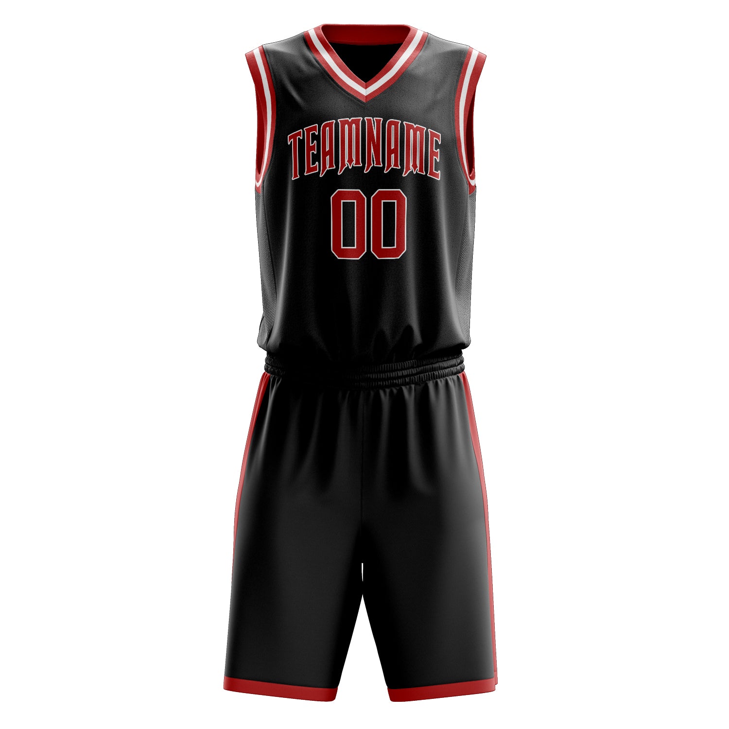 Maßgeschneidertes professionelles Schwarz Rot Basketballtrikot-Set