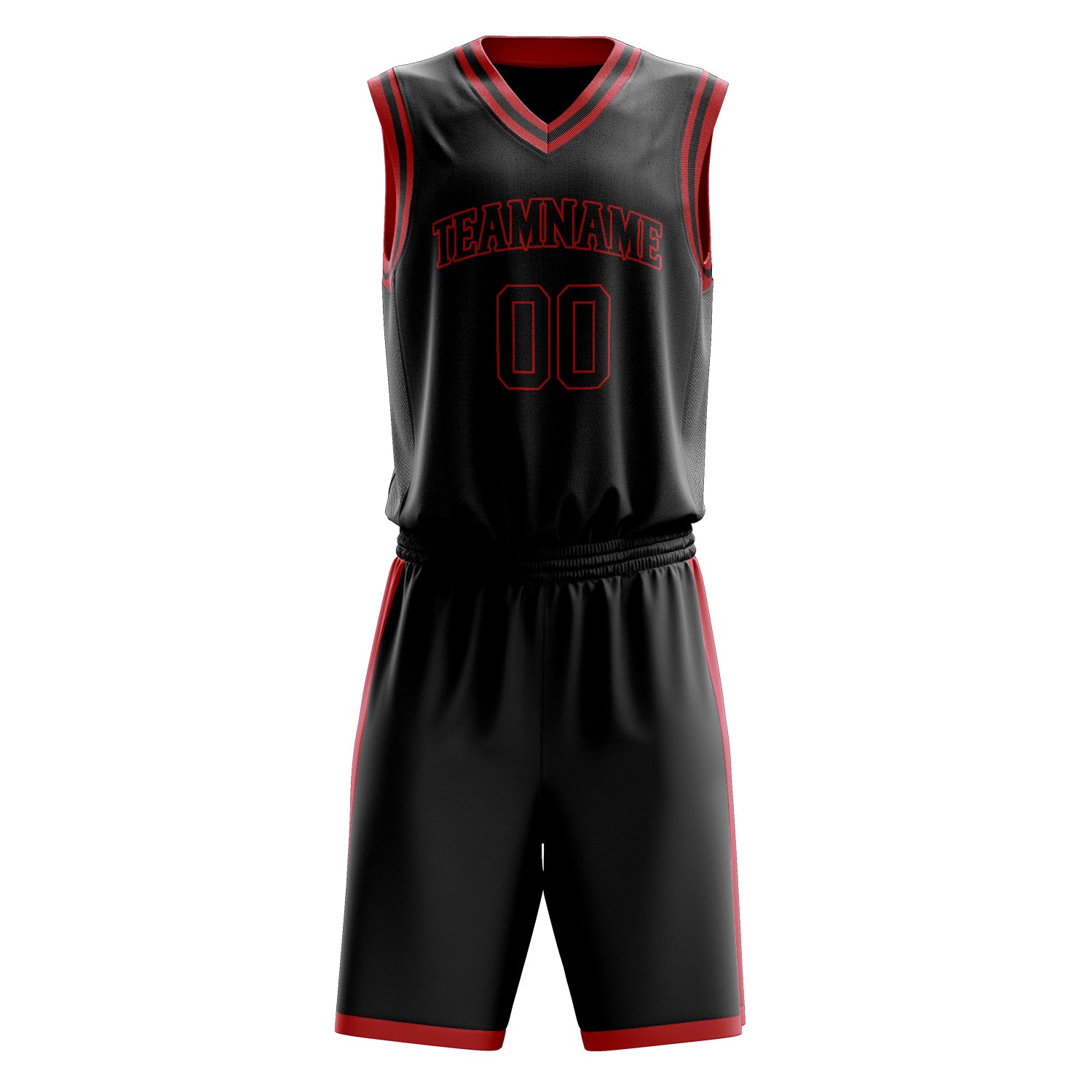 Maßgeschneidertes professionelles Schwarz Rot Basketballtrikot-Set