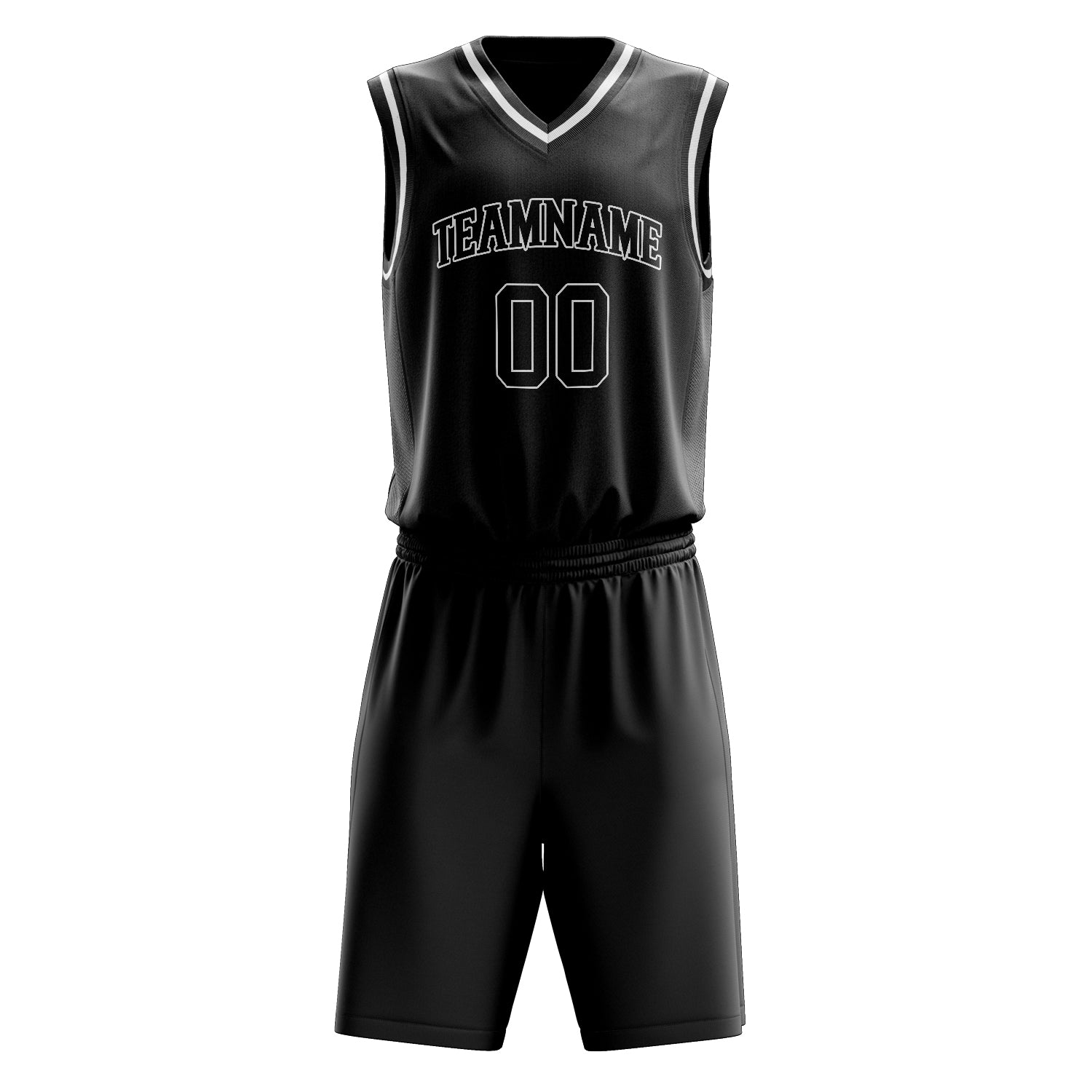 Maßgeschneidertes professionelles Schwarz Weiß Basketballtrikot-Set