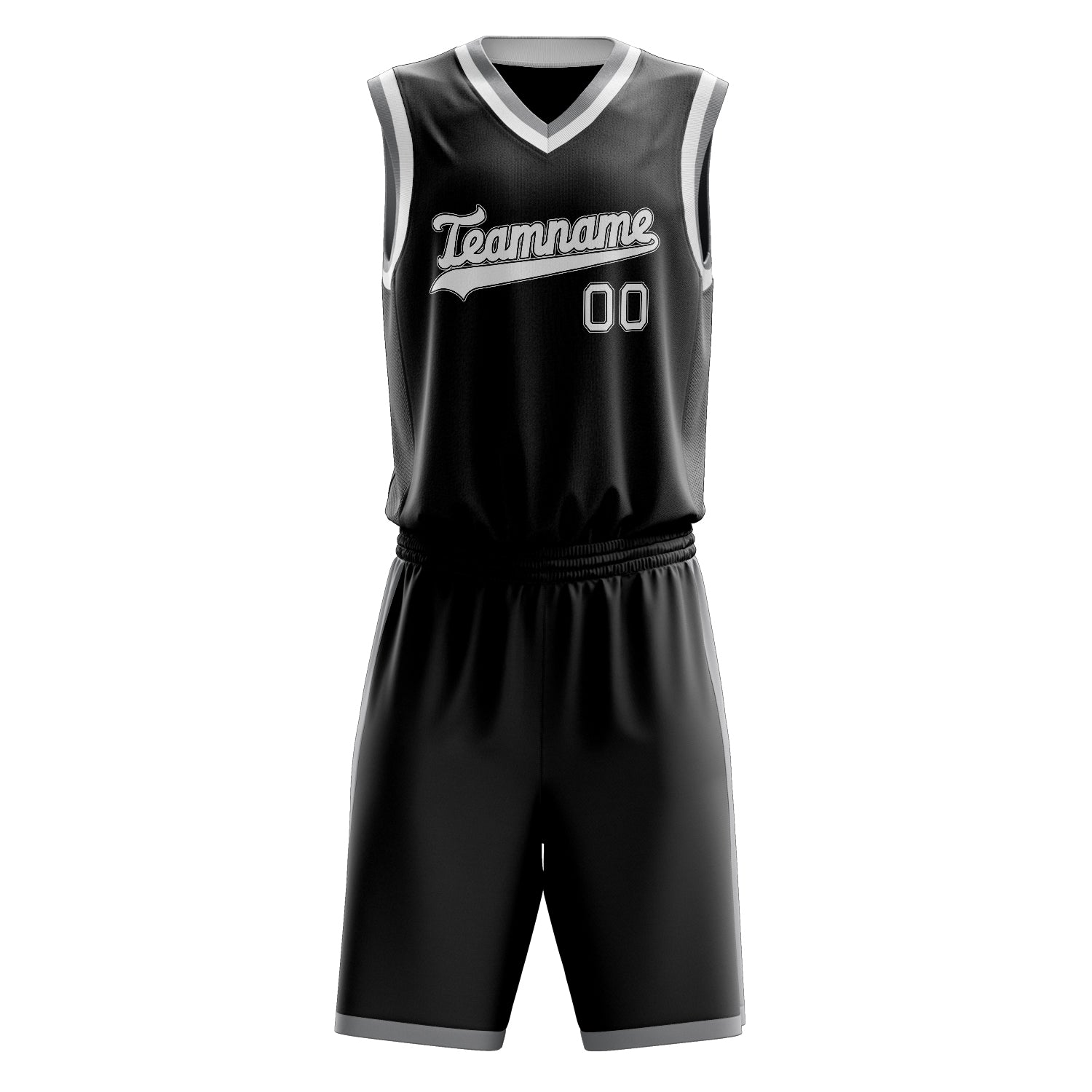 Maßgeschneidertes professionelles Schwarz Grau Basketballtrikot-Set