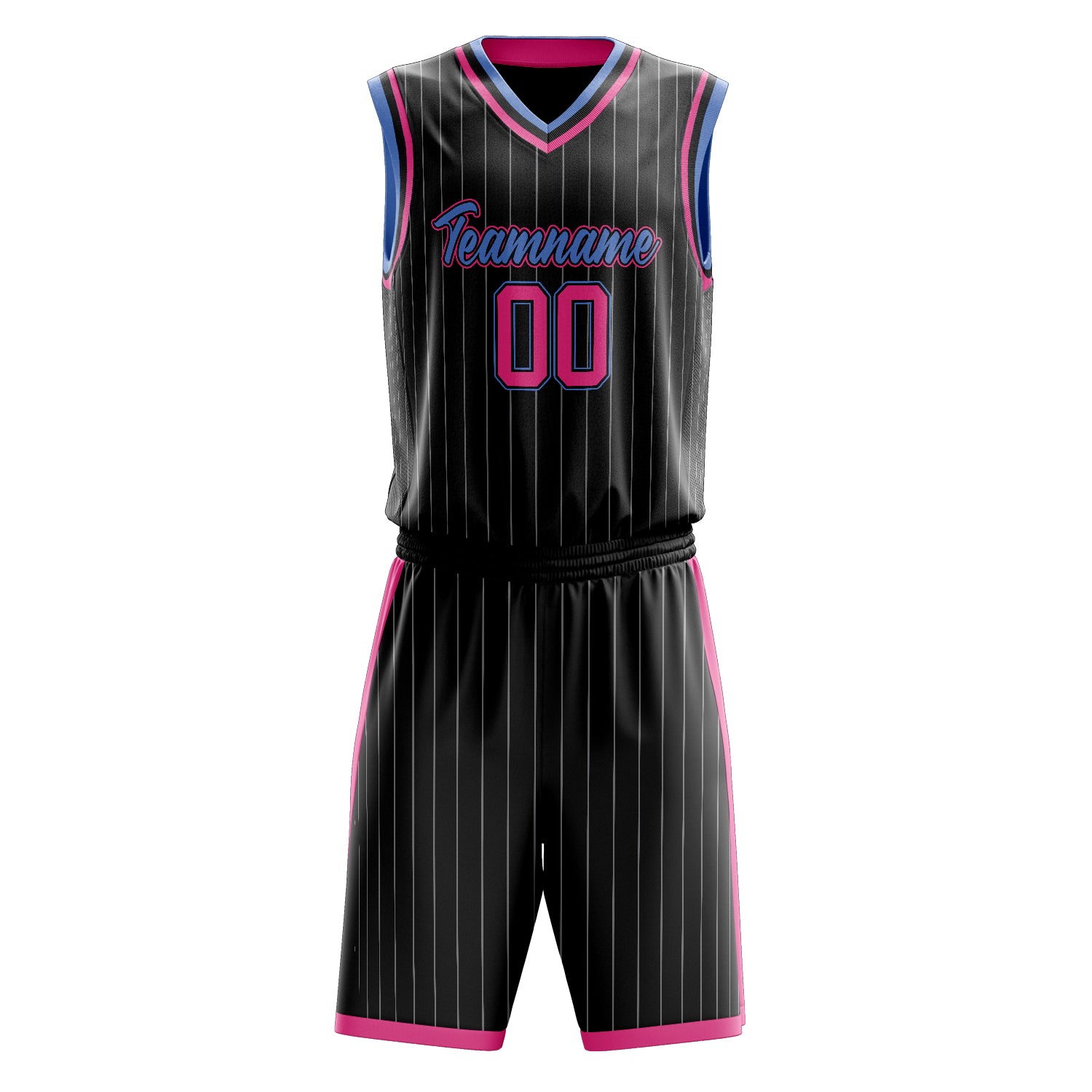 Maßgeschneidertes professionelles Schwarz Rosa Basketballtrikot-Set