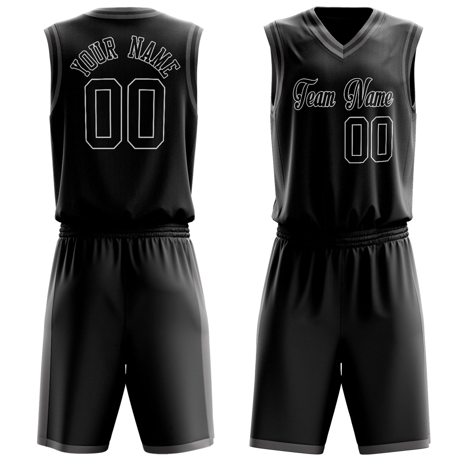 Maßgeschneidertes professionelles Schwarz Weiß Basketballtrikot-Set BS03240701XY019