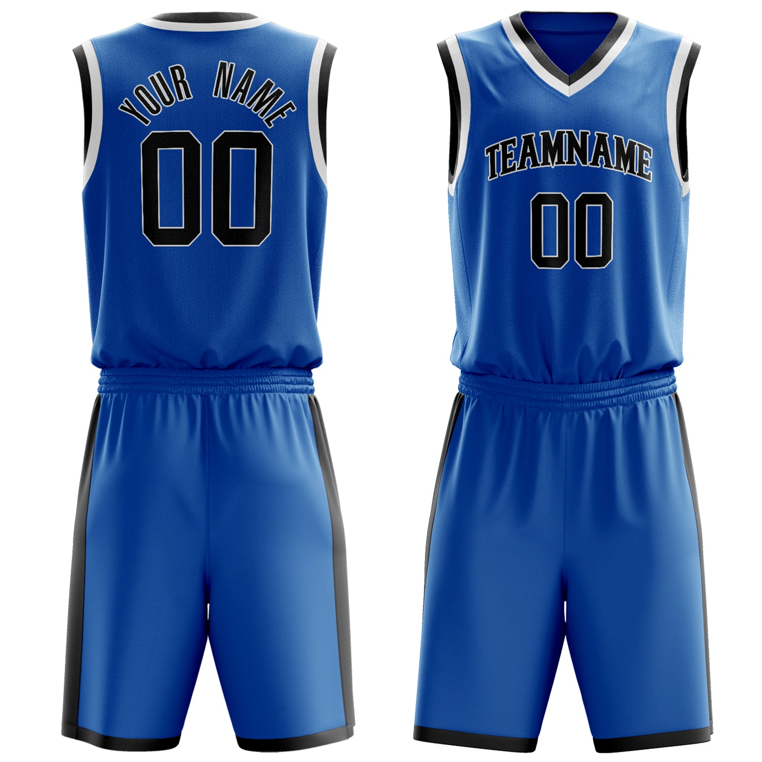 Maßgeschneidertes professionelles Blau Schwarz Basketballtrikot-Set BS03240701XY021