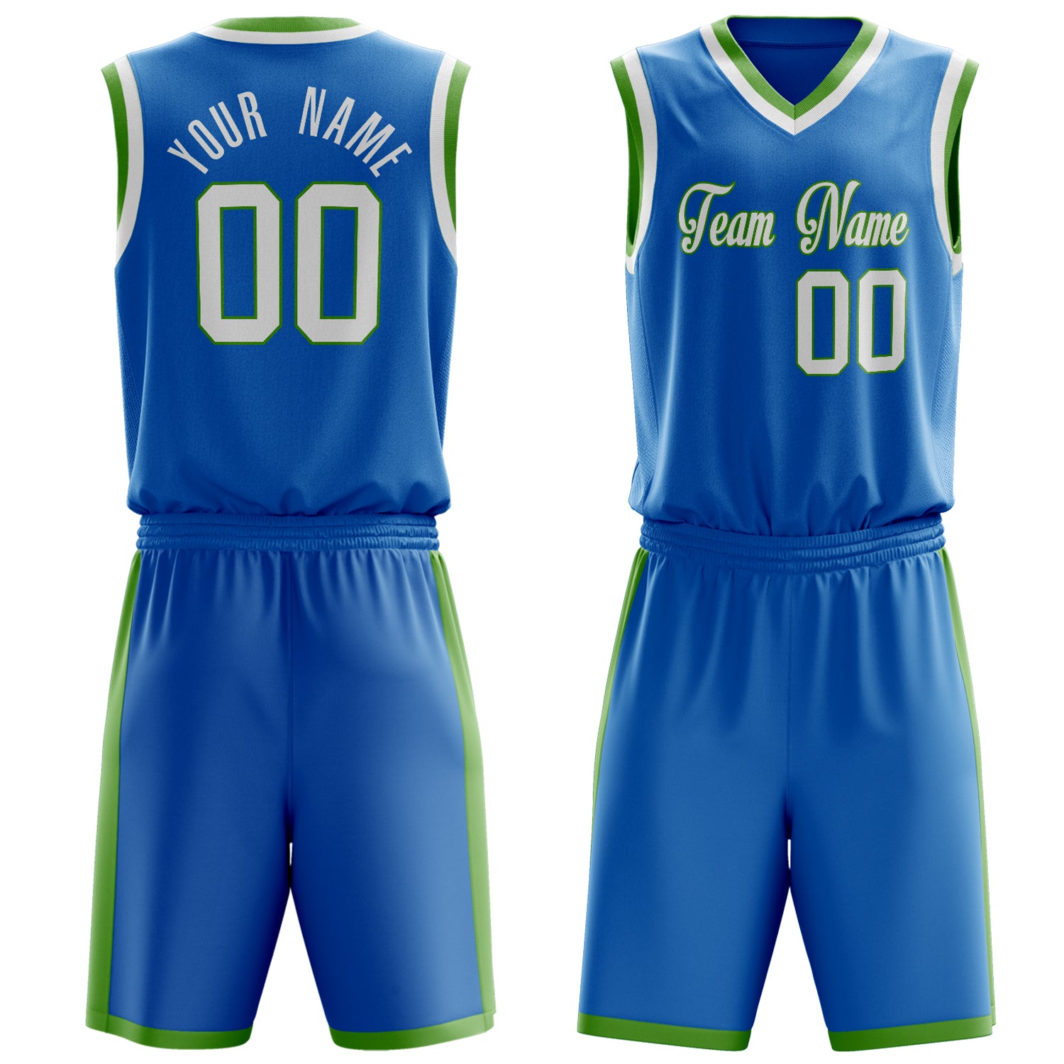 Maßgeschneidertes professionelles Blau Weiß Basketballtrikot-Set BS03240701XY024